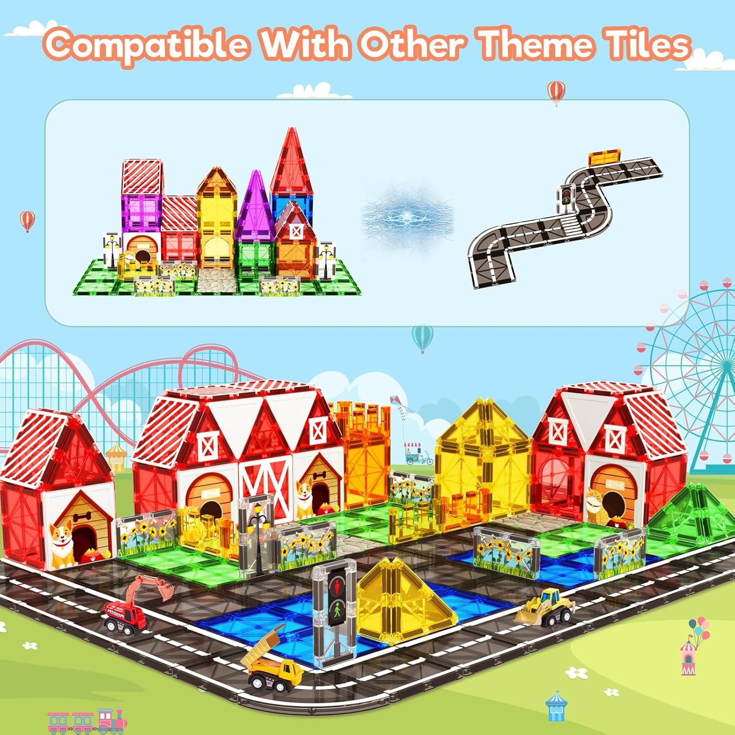 wholesale magnetic tiles toddler toys garden farm animal set, magnetic blocks montessori sensory educational learning building magnet toys for 3 4 5 6 year old boys girls, kids games party birthday easter gifts factory & supplier oem