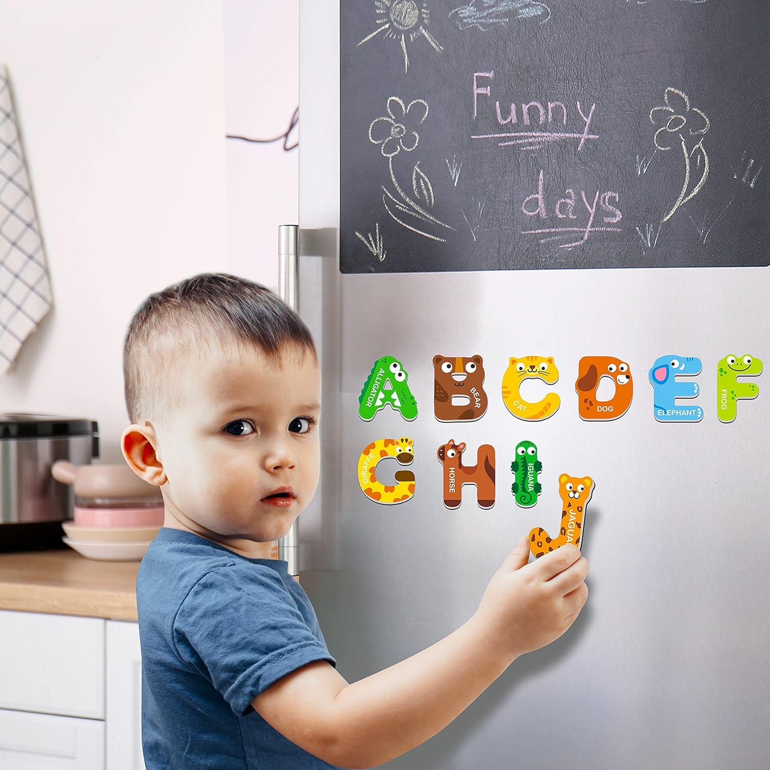 wholesale large size magnetic letters, cute animal alphabet abc magnets for fridge colorful uppercase animals toys set educational spelling learning games for kids, toddlers 3 4 5 years old factory & supplier oem