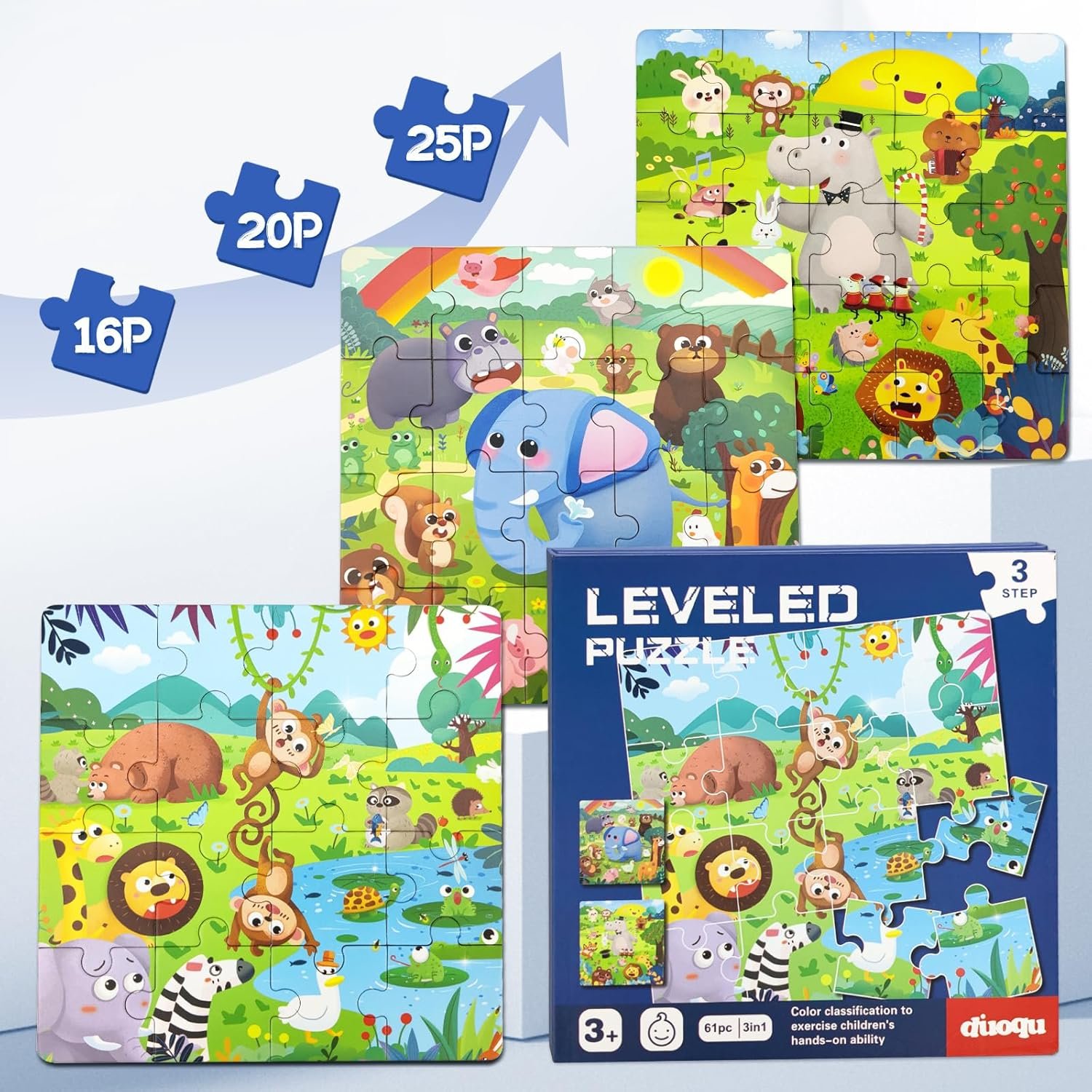 wholesale magnetic puzzles for kids ages 3-5, 3 in 1 animals world toddlers magnet jigsaw puzzle book, kids travel road trip puzzle toys for boys and girls ages 4-8 (animal world(16-20-25)) factory & supplier oem