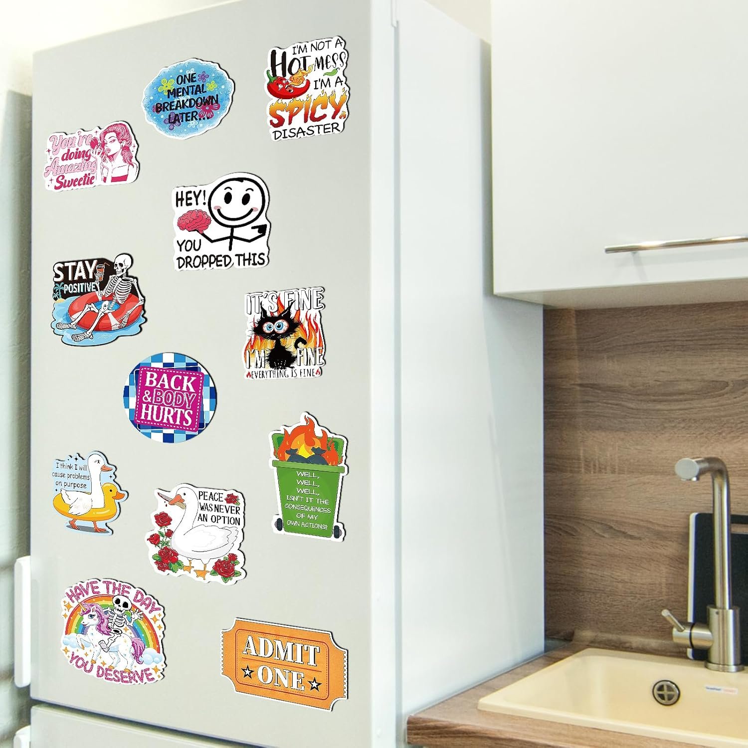 wholesale 12 pcs funny fridge magnets, cute meme refrigerator magnets fridge magnets adult duck dumpster word skull anime magnets for home office kitchen car decoration factory & supplier oem