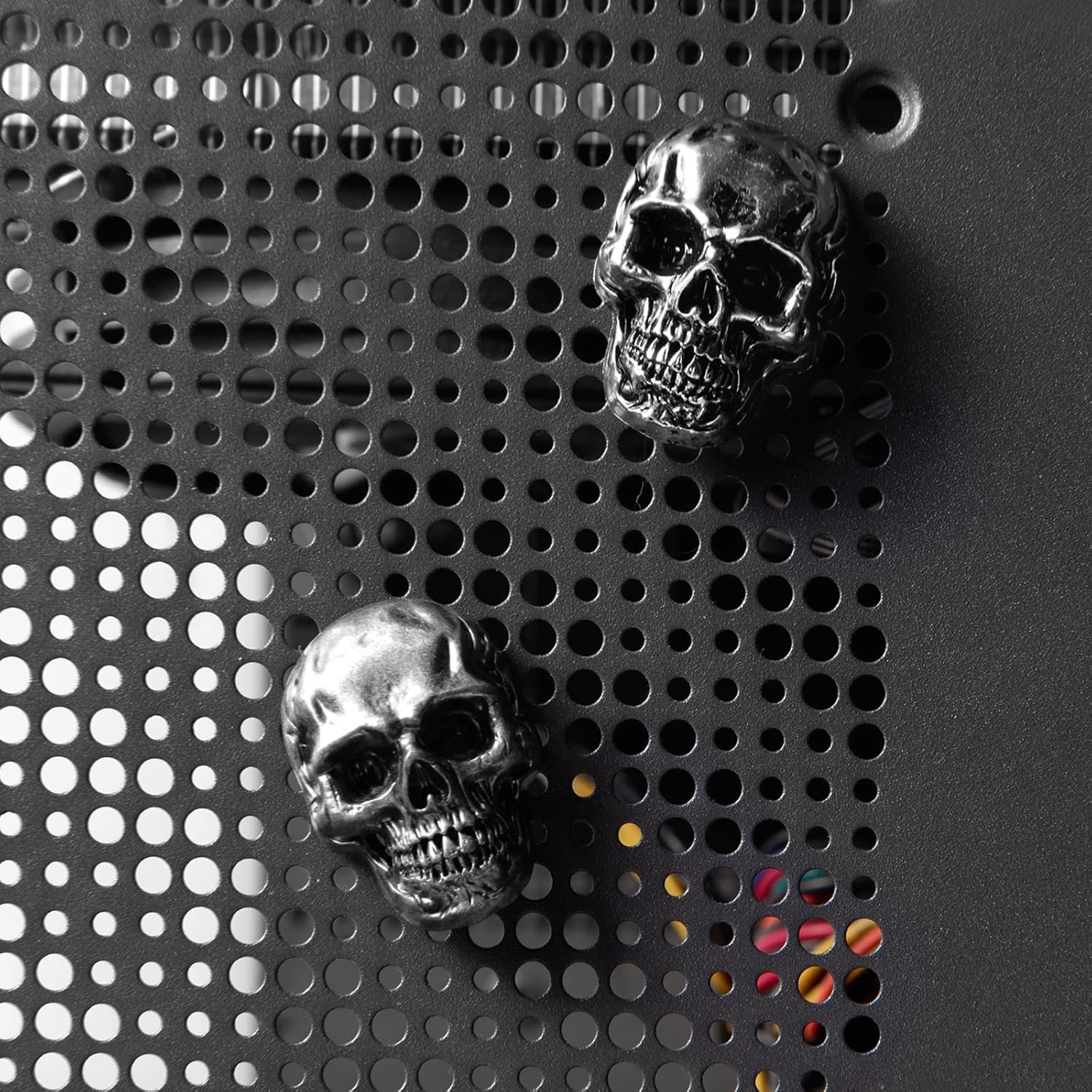 wholesale 6 pcs skull stainless steel refrigerator magnets,cool,strong,cute,unique funny goth decorative fridge magnets for adults, boys,for kitchen,office whiteboards,lockers,imanes para refrigerador (black)… factory & supplier oem
