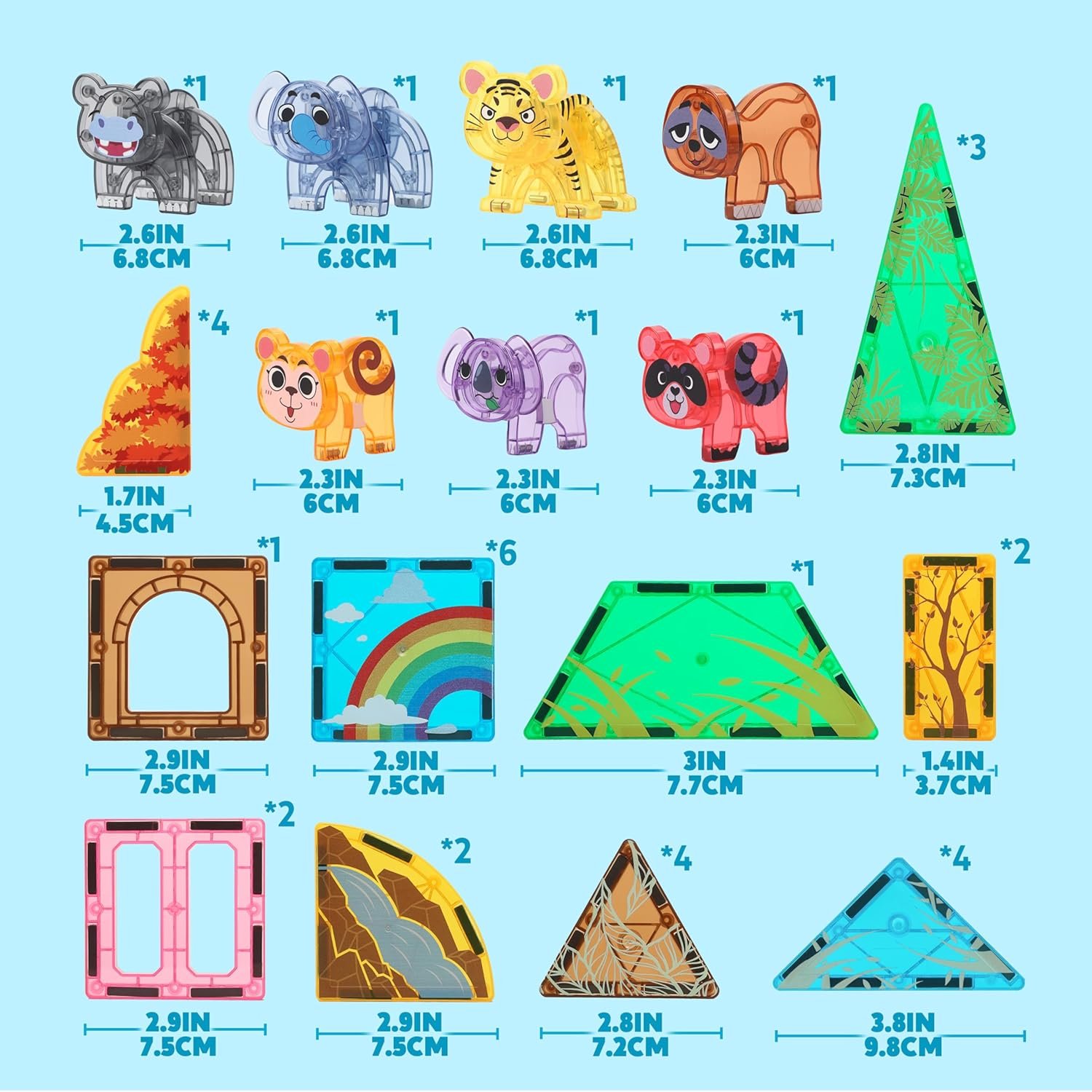wholesale syncfun magnetic building tiles jungle animal set for kids, 50pcs including 7 cute animals, educational stem toy for boys & girls ages 3-5 4-8, christmas birthday party gift for toddlers factory & supplier oem