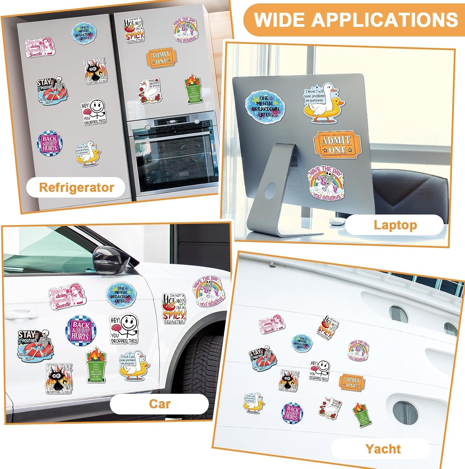 wholesale 12 pcs funny fridge magnets, cute meme refrigerator magnets fridge magnets adult duck dumpster word skull anime magnets for home office kitchen car decoration factory & supplier oem