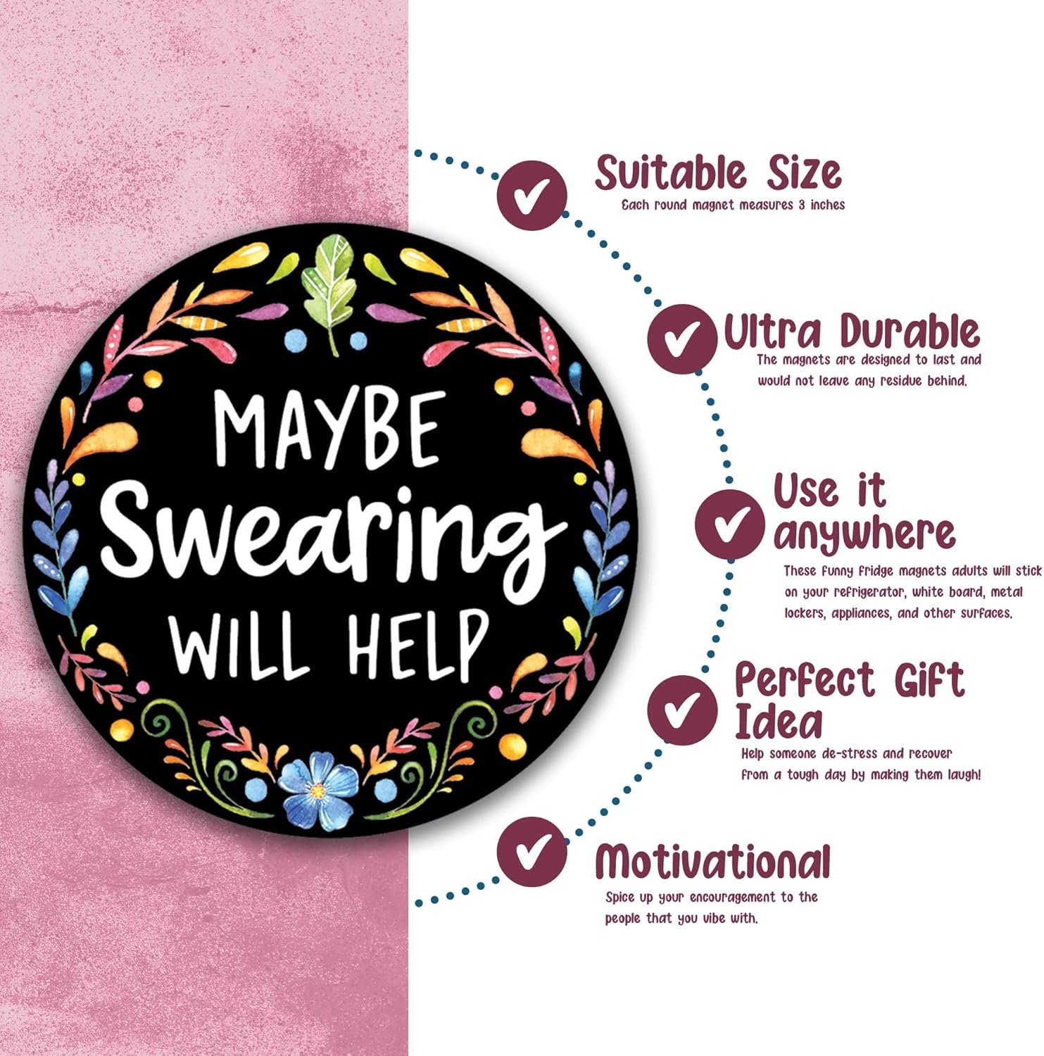 wholesale maybe swearing will help magnet for workspace decor - suitable for home, desks, lockers, and college spaces - ideal gift for friends, coworkers & family members - floral factory & supplier oem