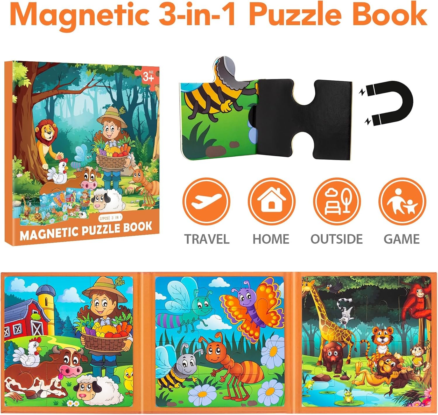 wholesale magnetic puzzles for toddlers 3-5, farm animals puzzles for kids ages 4-6 toddler puzzles, educational learning magnets travel puzzels road trip activities toys for 3 4 5 6 boys and girls gift factory & supplier oem