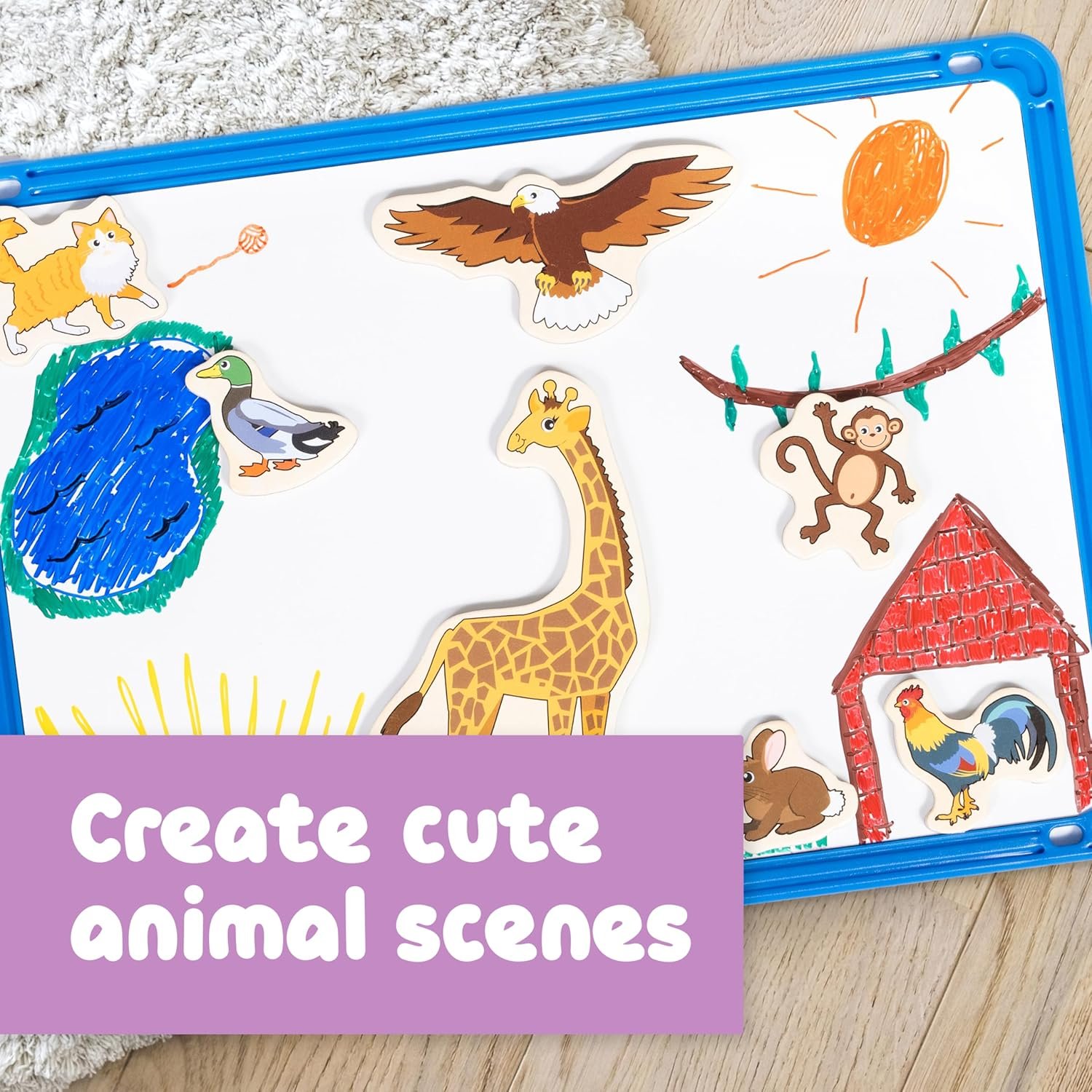 wholesale spark & wow wooden magnets | animals, magnets for kids ages 2+ | open-ended play | adhere to fridges, whiteboards and more factory & supplier oem