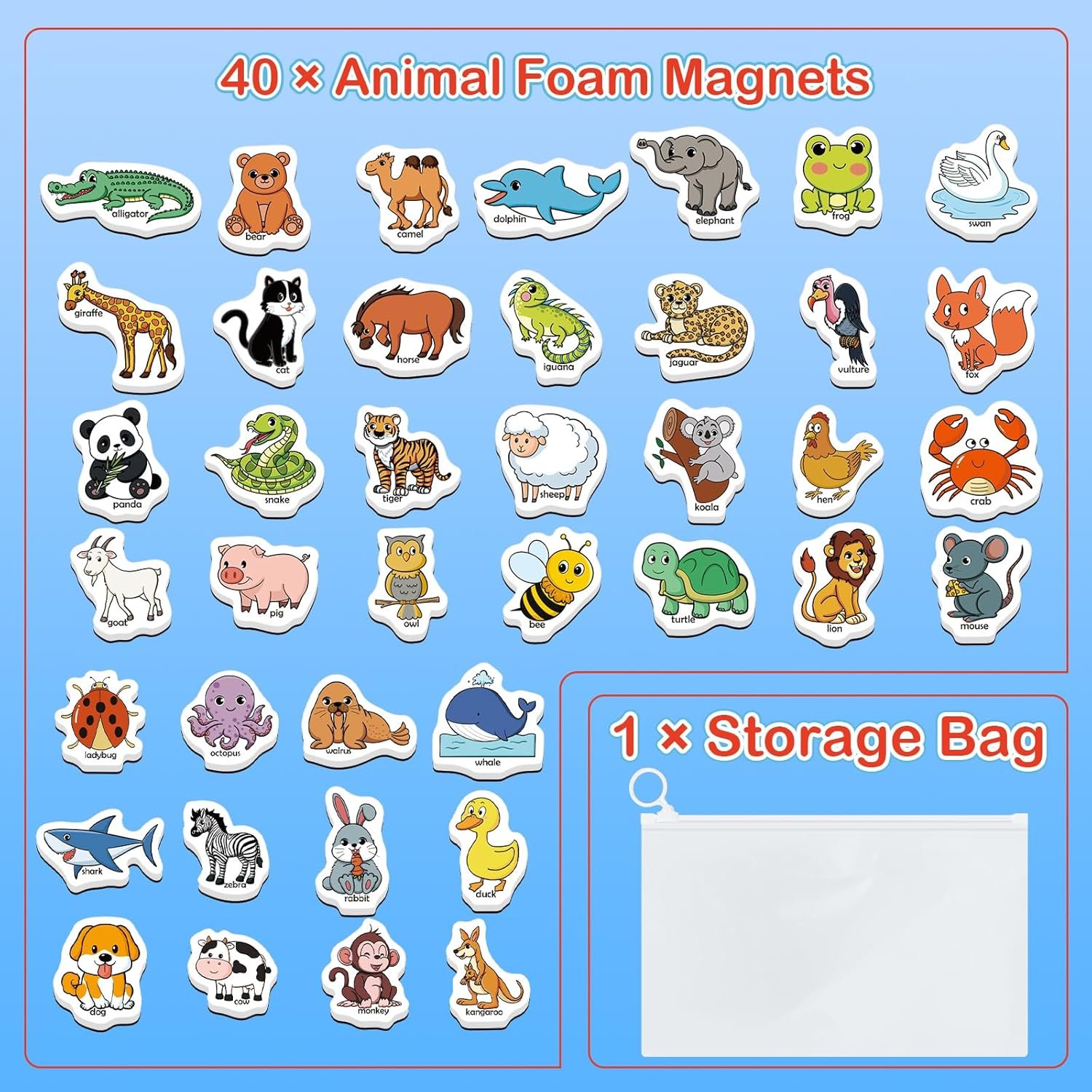 wholesale 40 animal magnets - refrigerator fridge magnets for kids, magnetic animal toys for toddlers, learning games, speech therapy toys for preschool kindergarten classroom factory & supplier oem