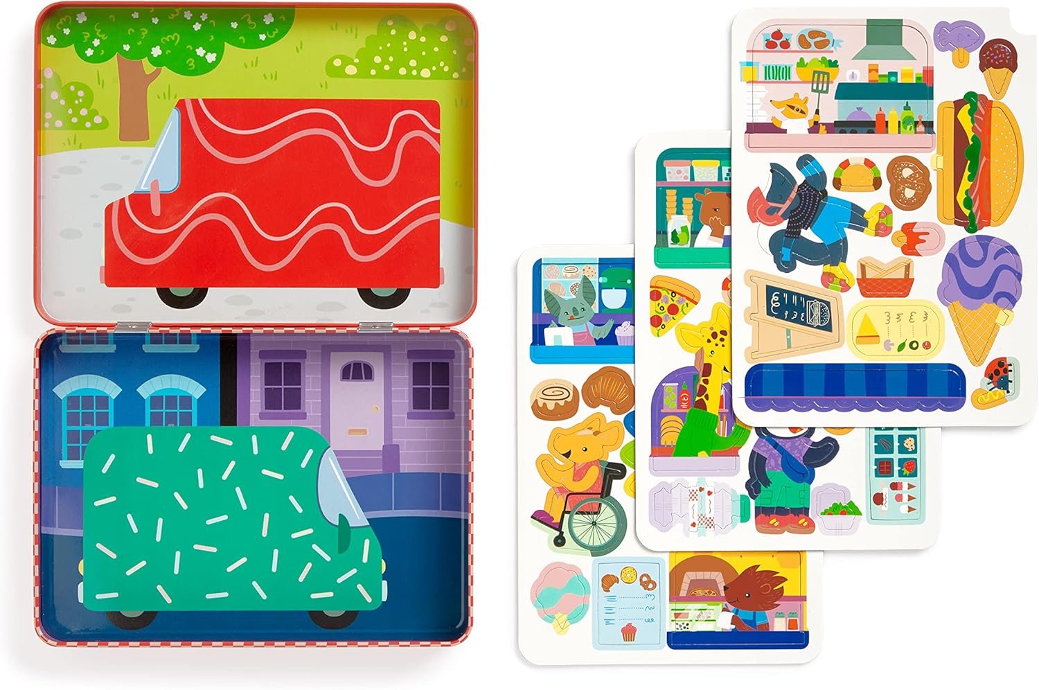 wholesale mudpuppy food truck festival – magnetic play set travel friendly game with illustrated food truck background scenes including furry characters and over 40 mix and match magnets for ages 4 and up factory & supplier oem