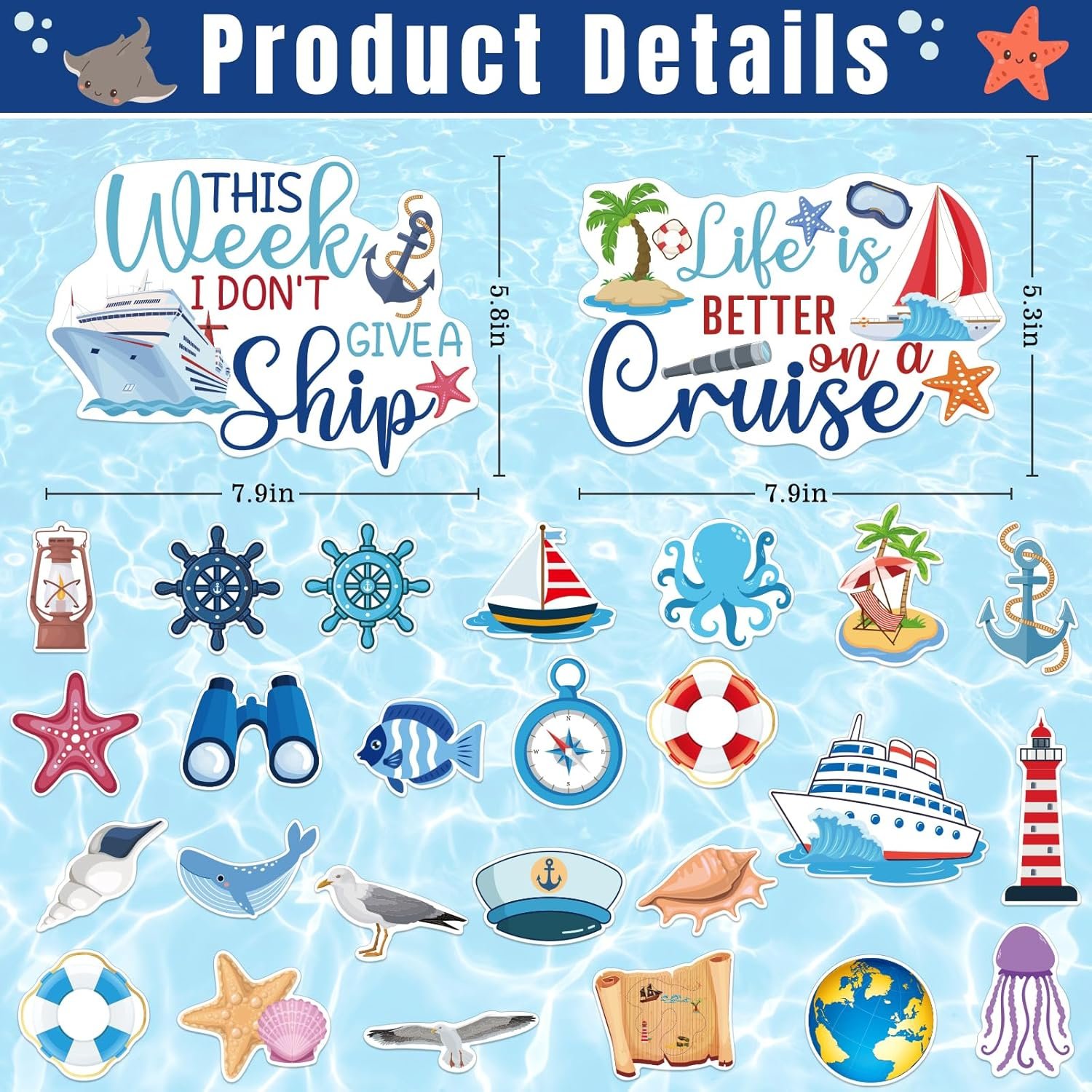 wholesale 27pcs nautical cruise magnets - large funny carnival ship magnets for door & fridge factory & supplier oem