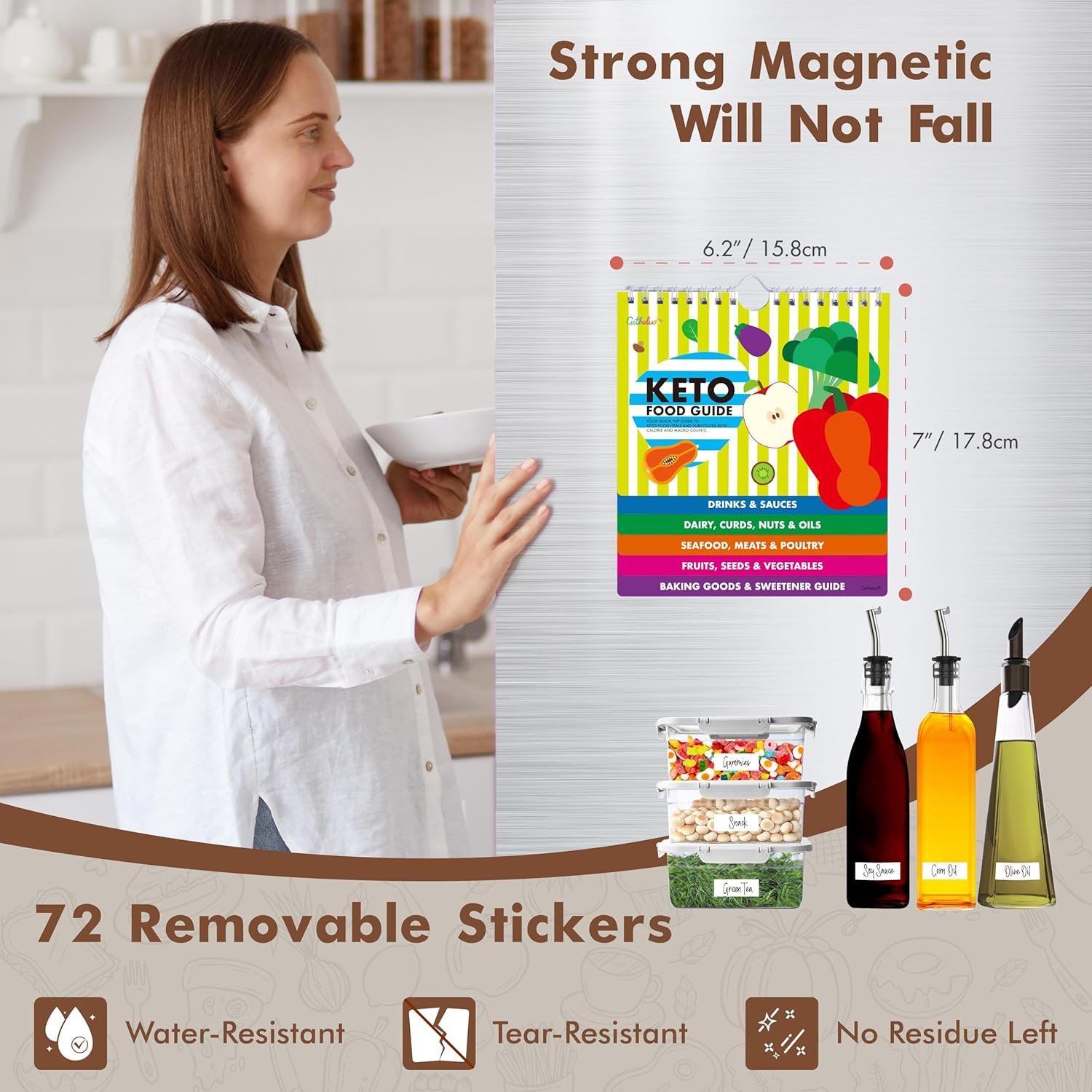 wholesale magnetic keto food cheat sheet, ketogenic food guide booklet with 72 removable blank labels weight loss planning tool low carb meal plan recipe guide keto diet for beginning factory & supplier oem