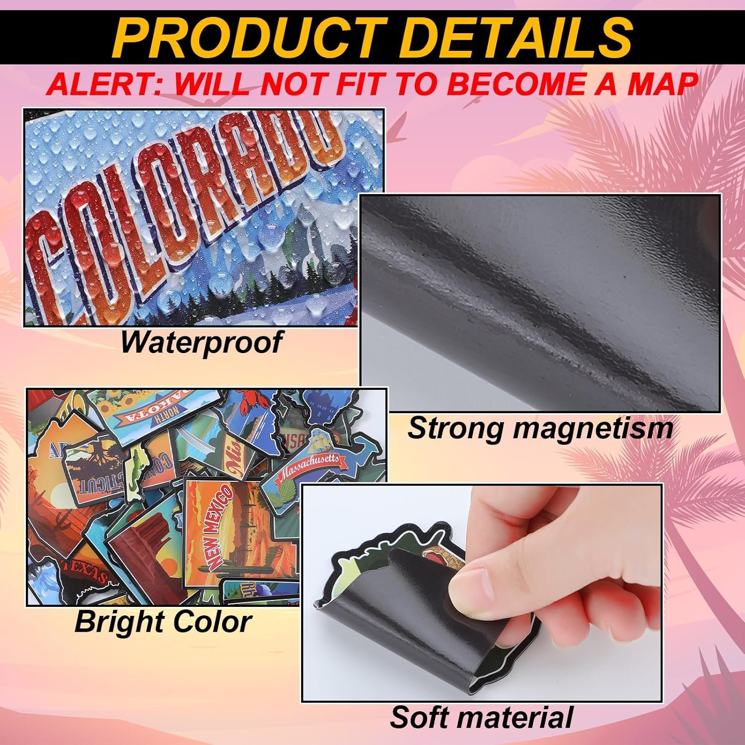 wholesale xuhal 50 pcs united states map fridge magnets usa souvenirs us individual state & province refrigerator magnets set for travel gift destination of states visited, will not fit to become a map factory & supplier oem