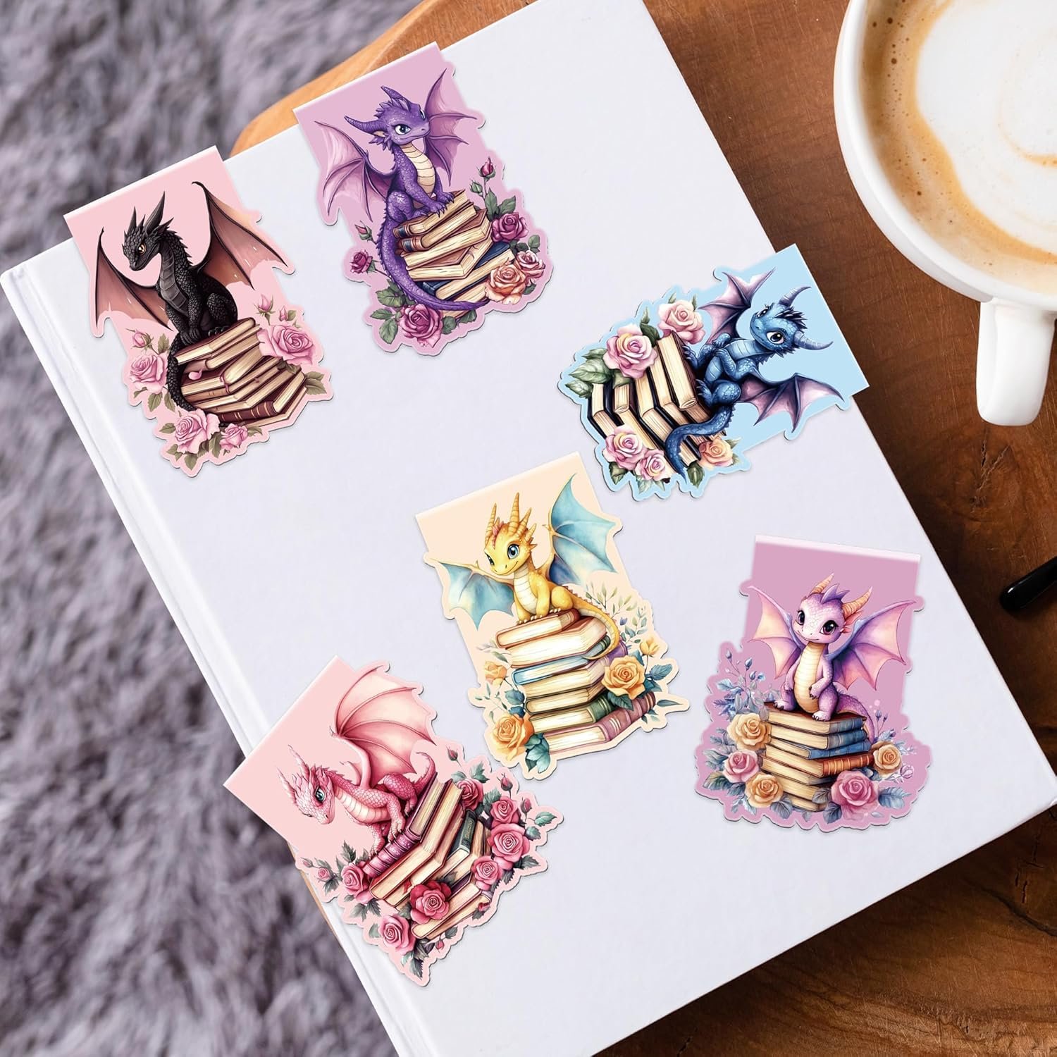 wholesale dragon magnetic bookmarks: 8 pcs floral & cute animals magnet book markers for reading kids boys girls, unique dragon book mark clips, gifts for novel lovers readers, school office supplies factory & supplier oem