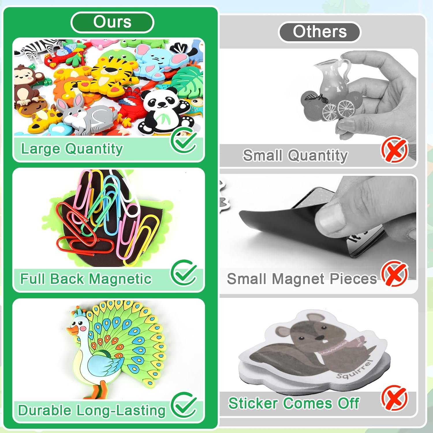 wholesale 24pcs jungle animals refrigerator magnets for toddlers 1-3 kids cute rubber safari animals educational toy wild animal magnets for fridge full back magnetic toys for fridge whiteboard baby gift factory & supplier oem