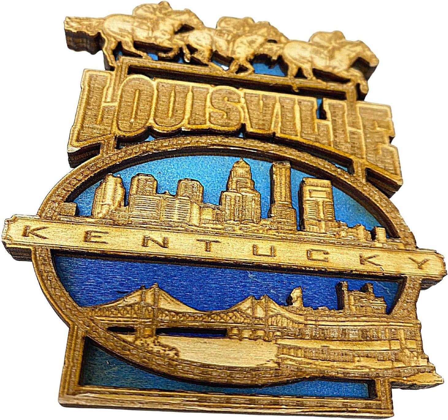 wholesale louisville, kentucky souvenir magnets, carved wood kitchen decor for fridge, whiteboards, 3.25 inches factory & supplier oem