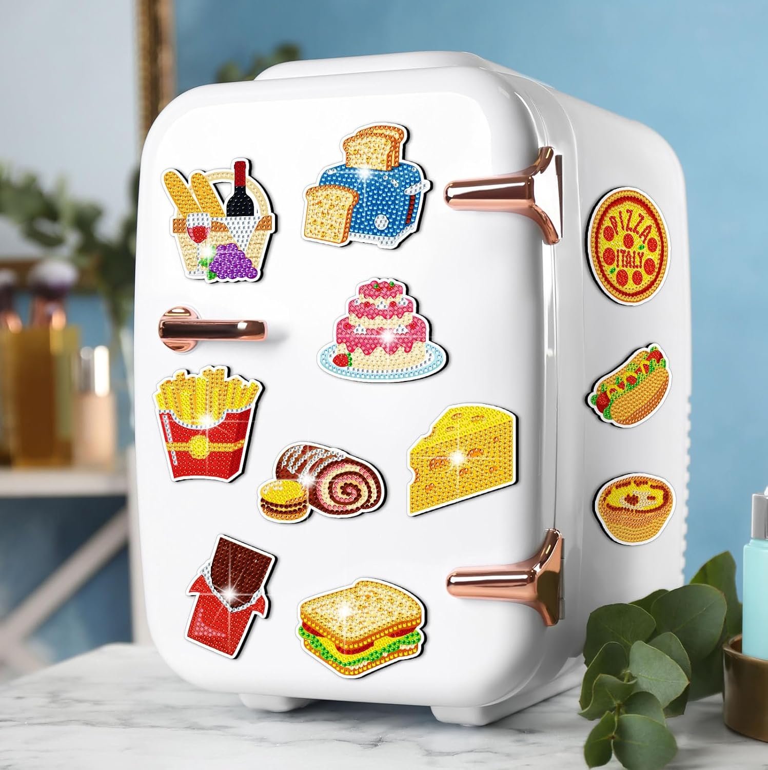 wholesale 30 pcs refrigerator diamond art magnets easy diamond art kits fridge stickers for adults kids diy home decors(food) factory & supplier oem