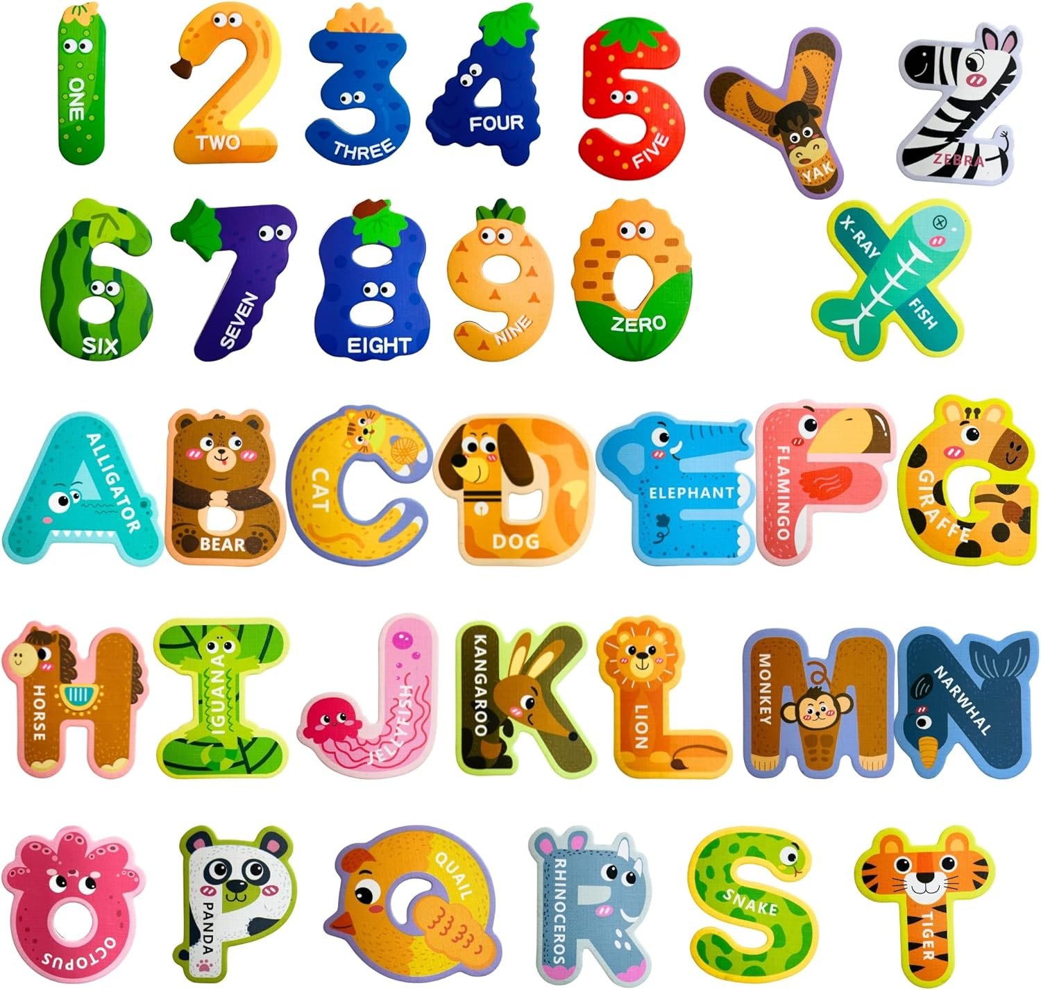 wholesale ehr magnetic letters and numbers,colorful abc animal alphabet fridge magnets,thick eva material, suitable for toddlers aged 3 4 5 (thicken uppercase letter+ numbers) factory & supplier oem