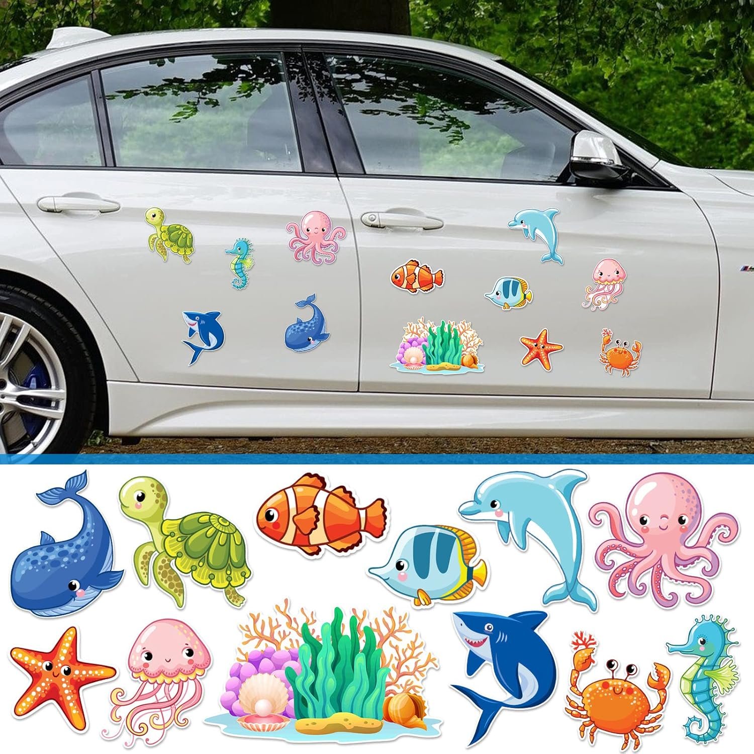 wholesale leifide 12 pcs cruise door decorations magnetic ocean car magnets cruise door magnet stickers decorations ocean fridge decor for carnival refrigerator(sea animal) factory & supplier oem