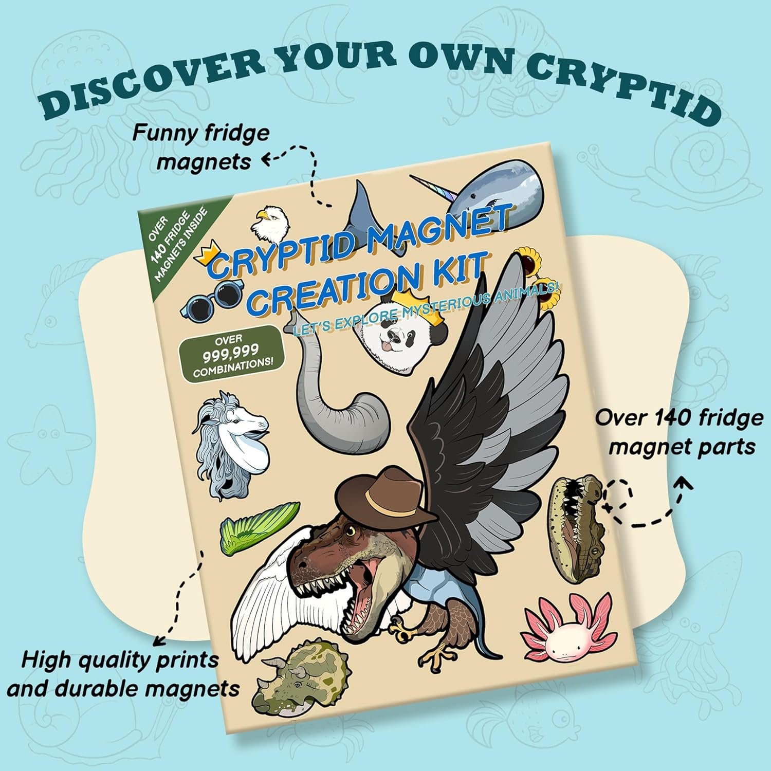 wholesale egngy 149 pcs cryptid magnet creation kit, 7 sheets of 9