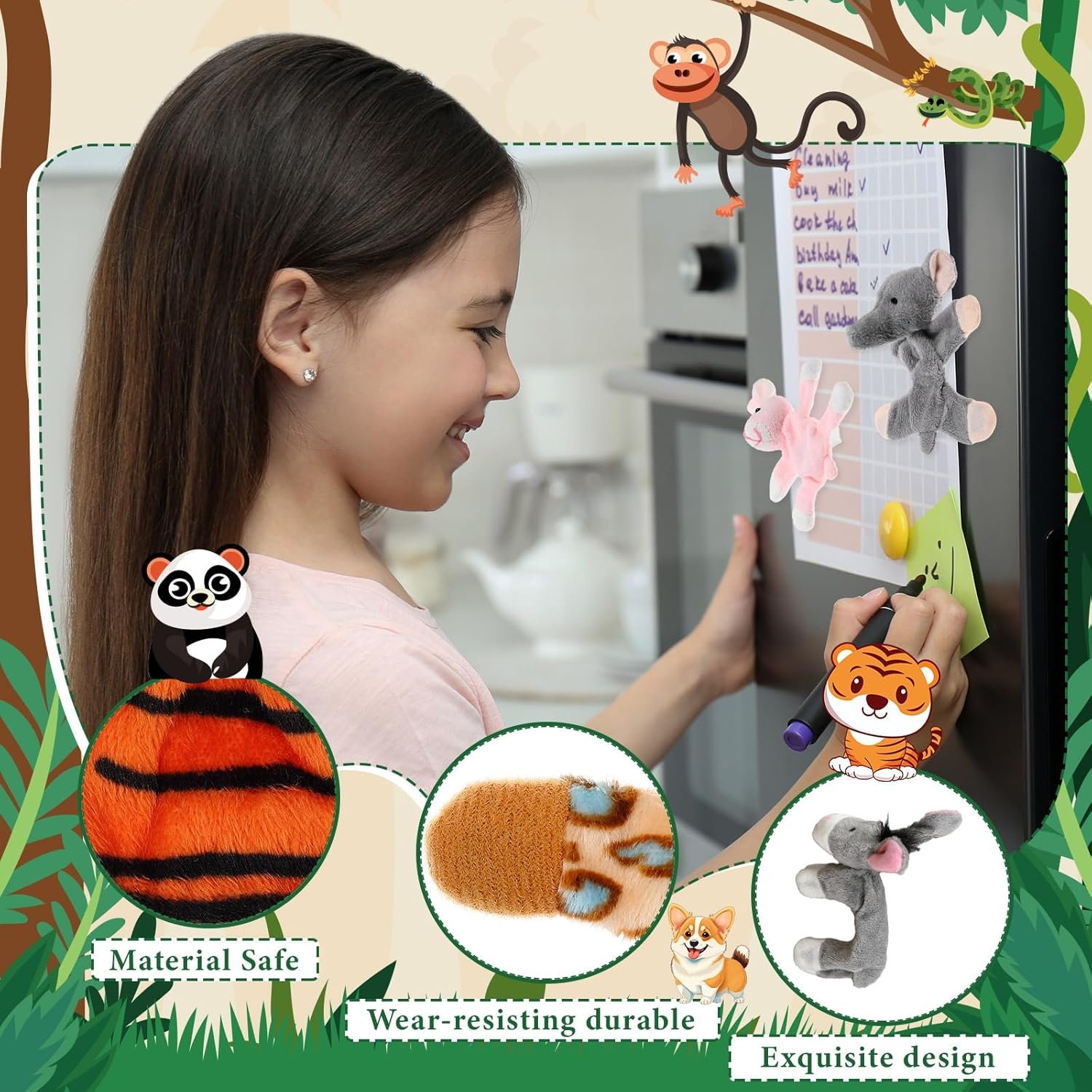 wholesale konohan 12 pcs animal magnets toy set for refrigerator plush magnet animals fridge magnet toys for kitchen fridge locker home office accessory factory & supplier oem