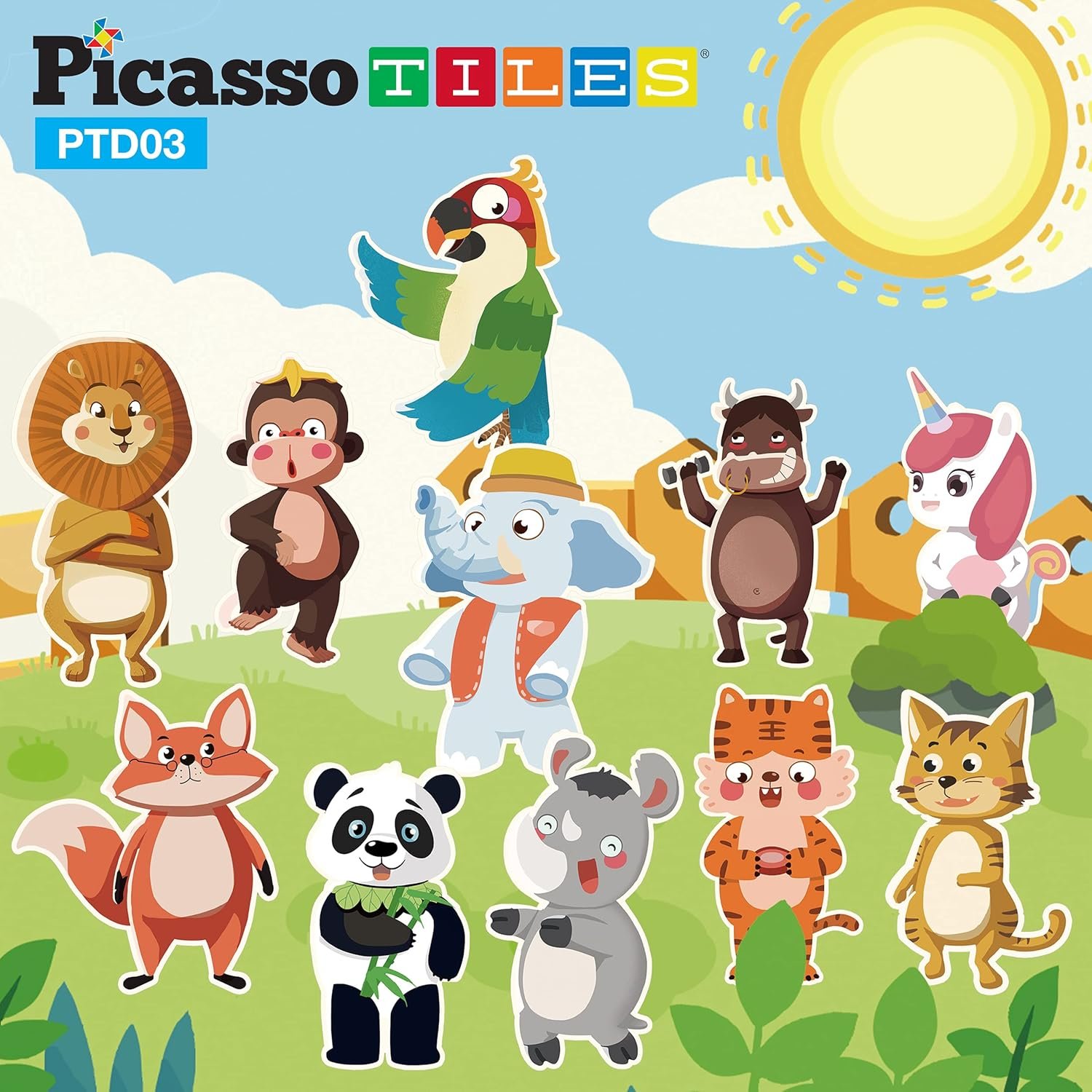 wholesale picassotiles 112 piece magnetic mix & match animal building activity diy combination puzzle book kid toy set educational playset stem learning, 20 free unique animals creative inspirational idea cards factory & supplier oem
