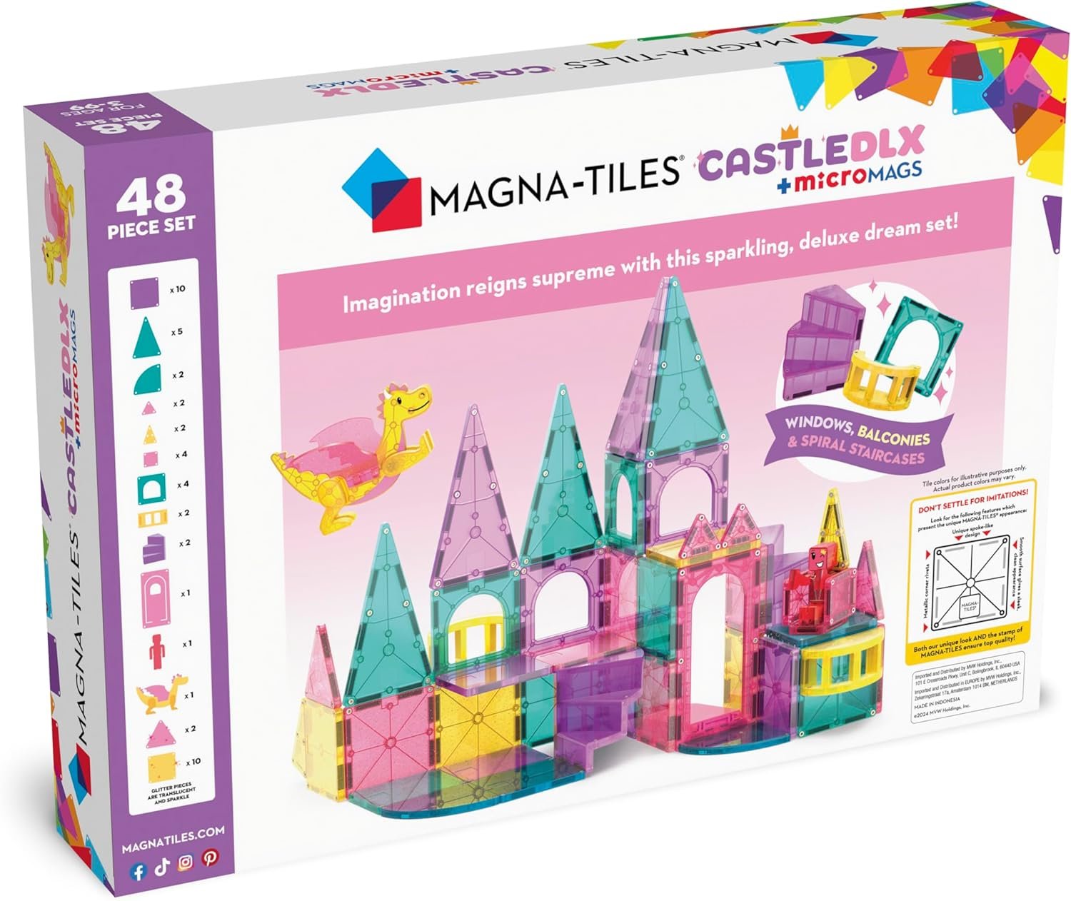 wholesale magna-tiles castle dlx 48-piece magnetic construction set, the original magnetic building brand factory & supplier oem