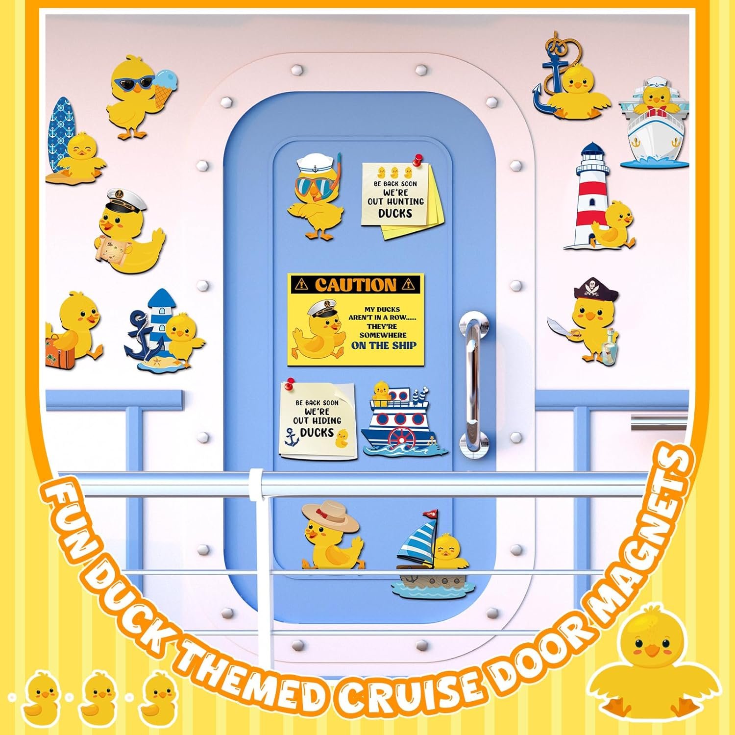 wholesale 27 pcs duck cruise door magnet decorations ducky magnetic stickers decals reusable funny carnival cruise ship cabin magnet for door decor car fridge refrigerator(classic) factory & supplier oem