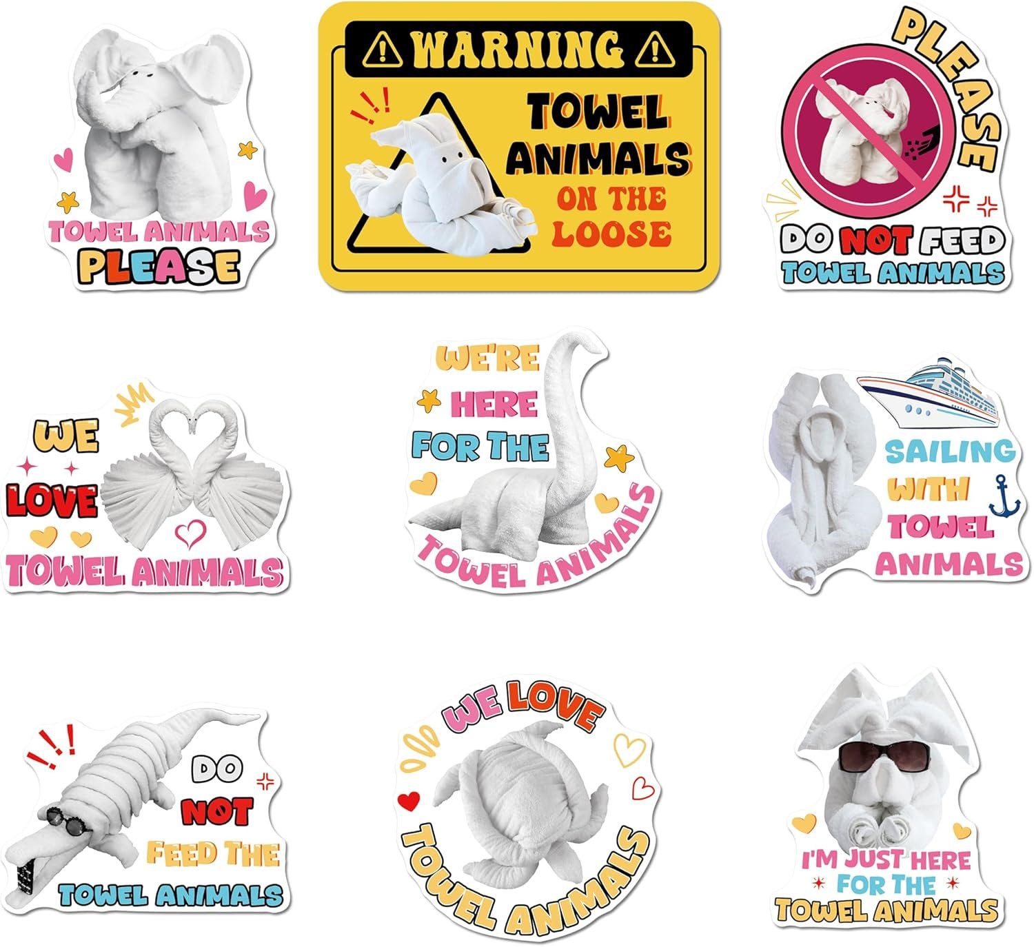wholesale 9 pcs towel animals magnetic - cruise ship cabin door magnets, funny sea ocean decorations for refrigerator, cruise door & carnival party, cute elephant, turtle & dog factory & supplier oem