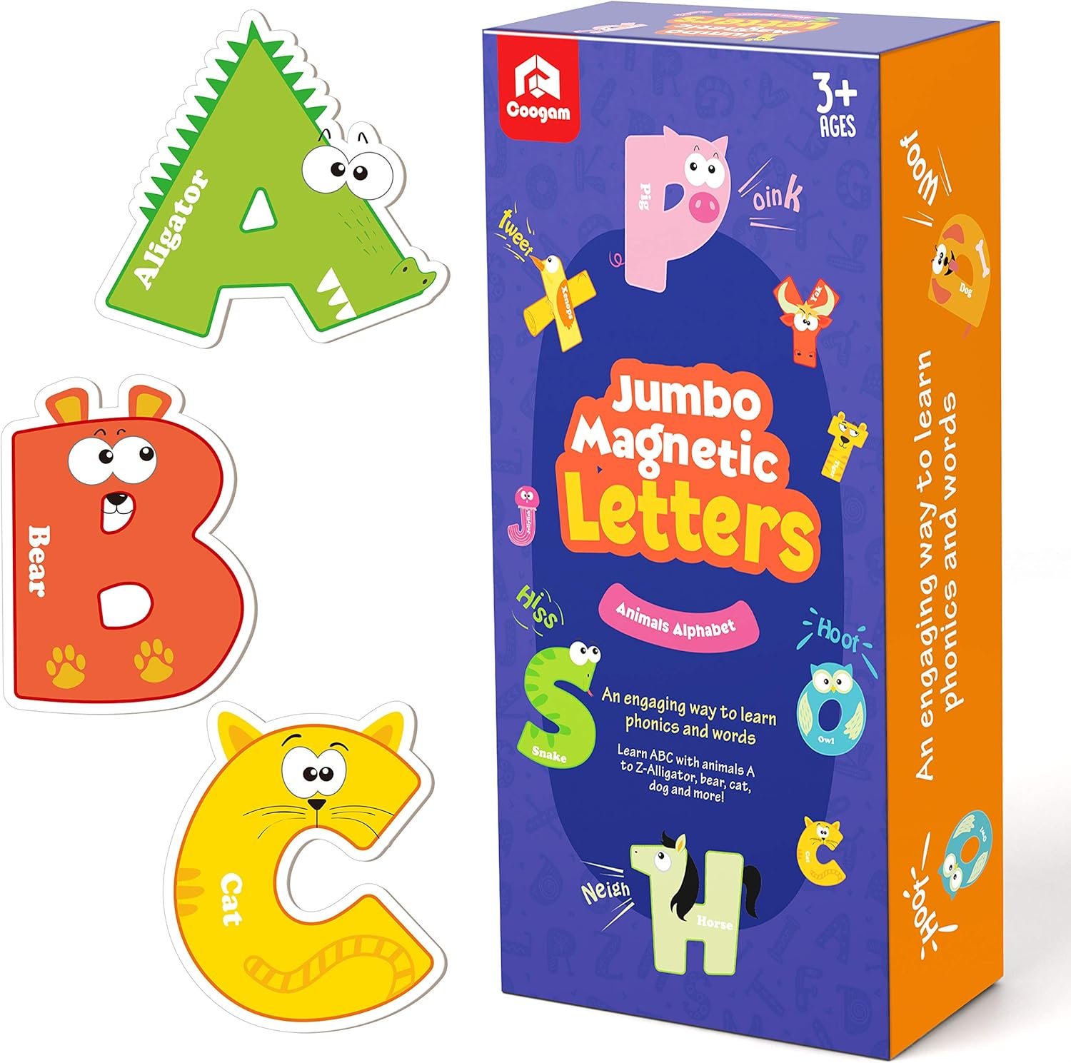 wholesale coogam magnetic letters 26pcs jumbo abc alphabet colorful animal shape large uppercase fridge magnets educational toy set learning spelling games for kids 3 4 5 years old factory & supplier oem