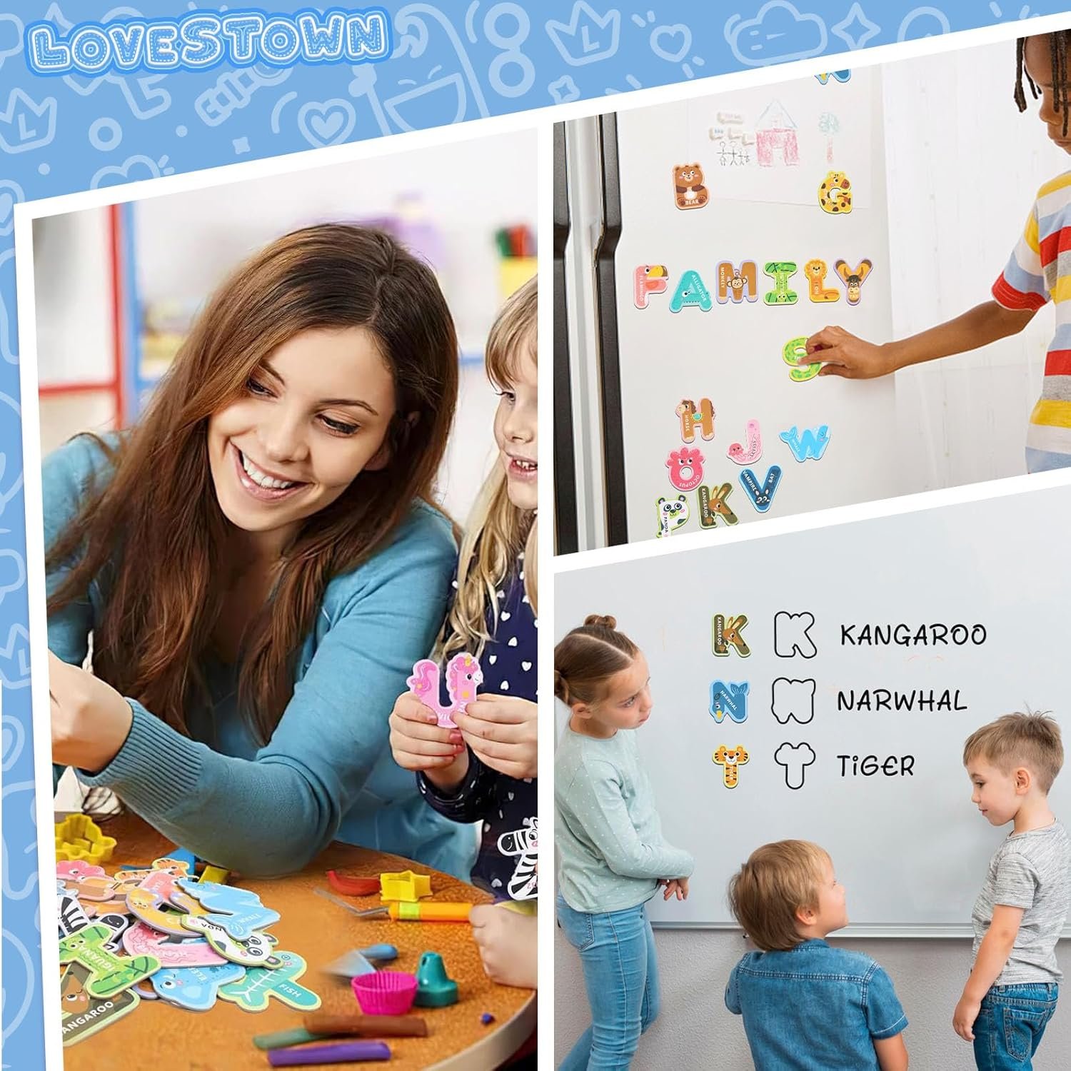 wholesale lovestown magnetic letters for toddlers, 26 large animal alphabet magnets, educational learning toys, fridge magnetic letters set factory & supplier oem