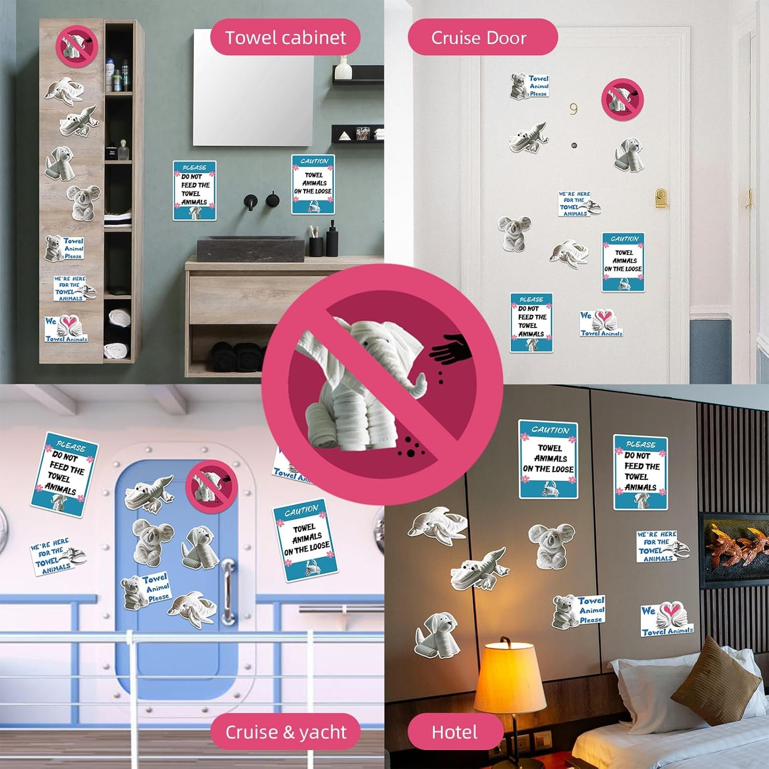 wholesale 10 pcs cruise door decorations magnetic - towel animal magnets, fun carnival cruise door magnets for cruise ship cabin door, refrigerator, car decor factory & supplier oem