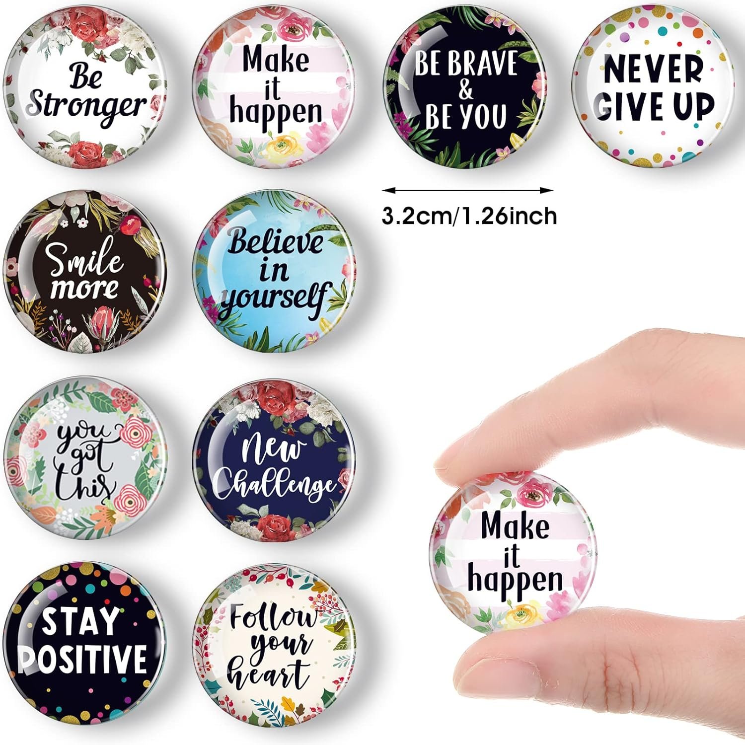 wholesale weewooday 10 pieces inspirational round fridge magnetic motivational glass refrigerator magnets locker decorative quote kitchen magnets affirmation decor accessories(charming pattern) factory & supplier oem