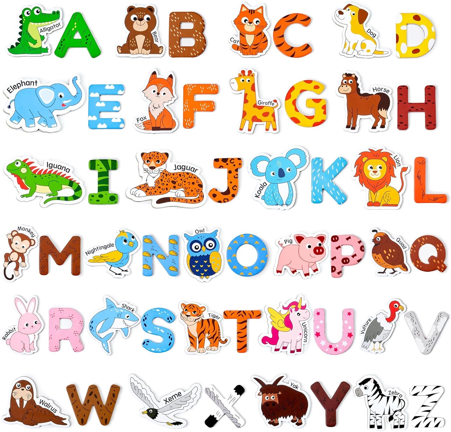 wholesale joycat wooden fridge magnets for toddlers – 26 cute animals & uppercase letters, large refrigerator abc alphabet magnets set for kids, preschool learning spelling alphabet gifts toy for ages 2+ factory & supplier oem