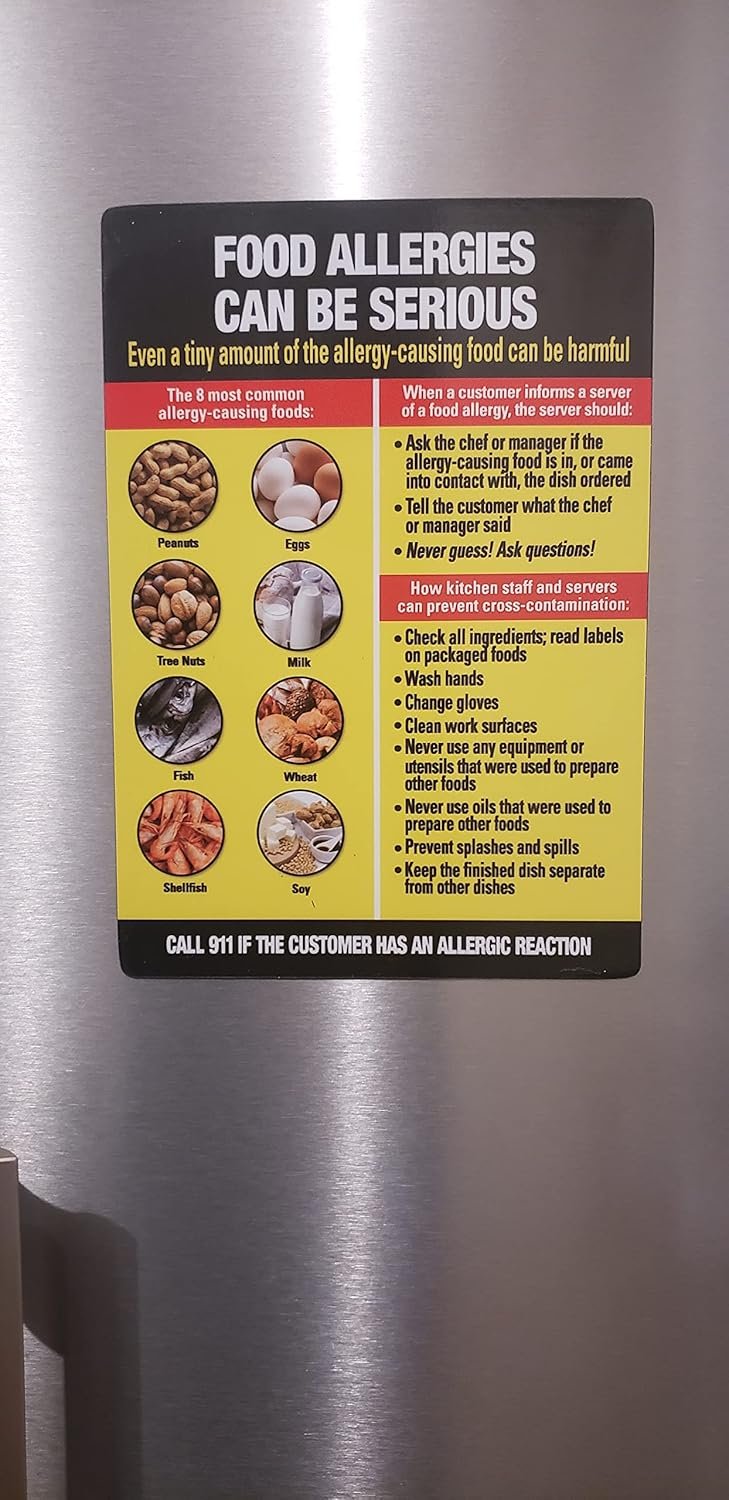 wholesale restaurant choking magnet sign and restaurant food allergies magnet poster (refregirator magent, 7x10 inch, light blue, two(2) magnet signs) factory & supplier oem