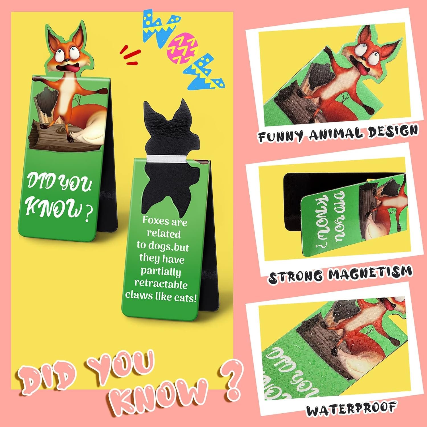 wholesale sepamoon 24 pcs magnetic bookmarks book marks cute magnet page markers page clips funny animal bookmarks for students teacher reading party favor (animal style) factory & supplier oem