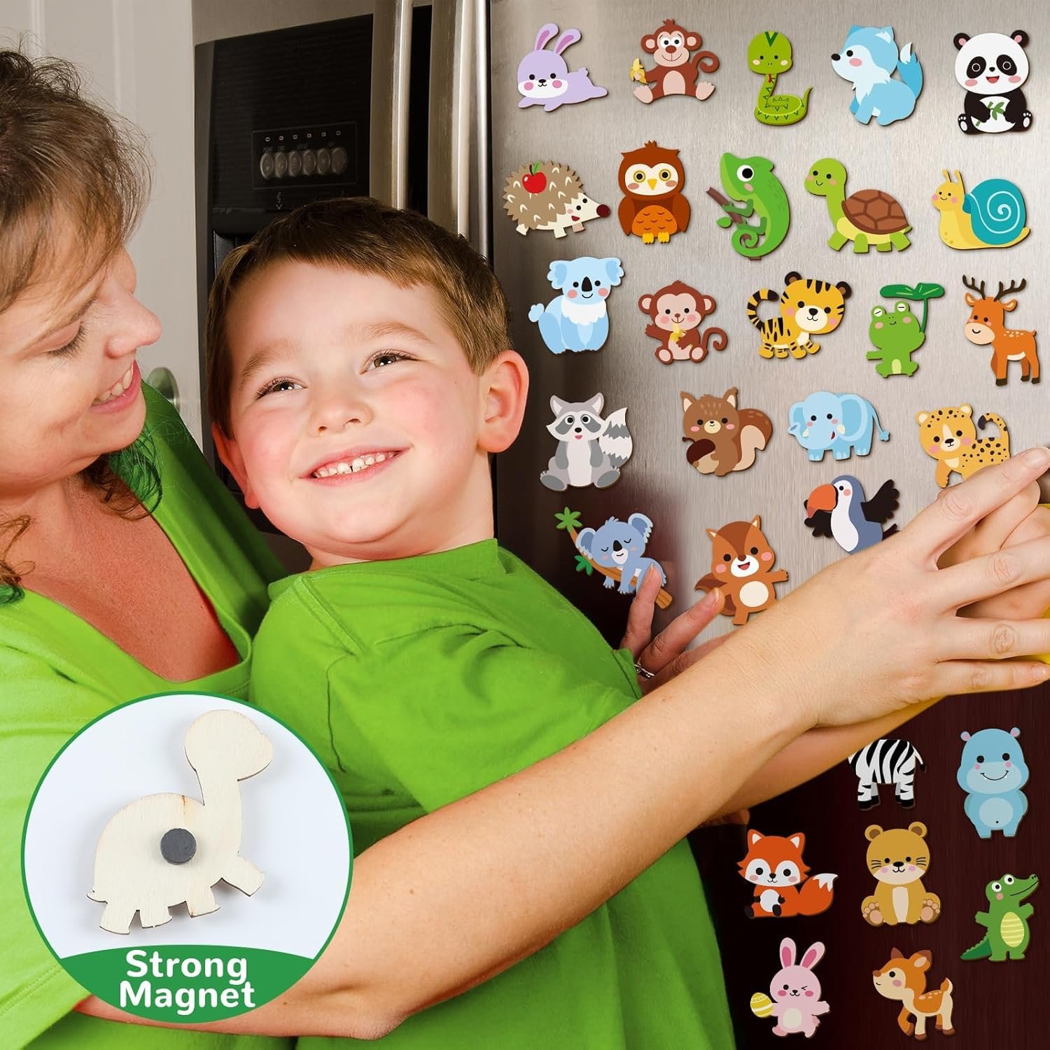 wholesale gisgfim 36pcs wooden magnet painting craft kit diy wooden magnets coloring arts crafts for kids ages 4-8 8-12 for birthday party gifts toys jungle animal creativity supplies party favors factory & supplier oem