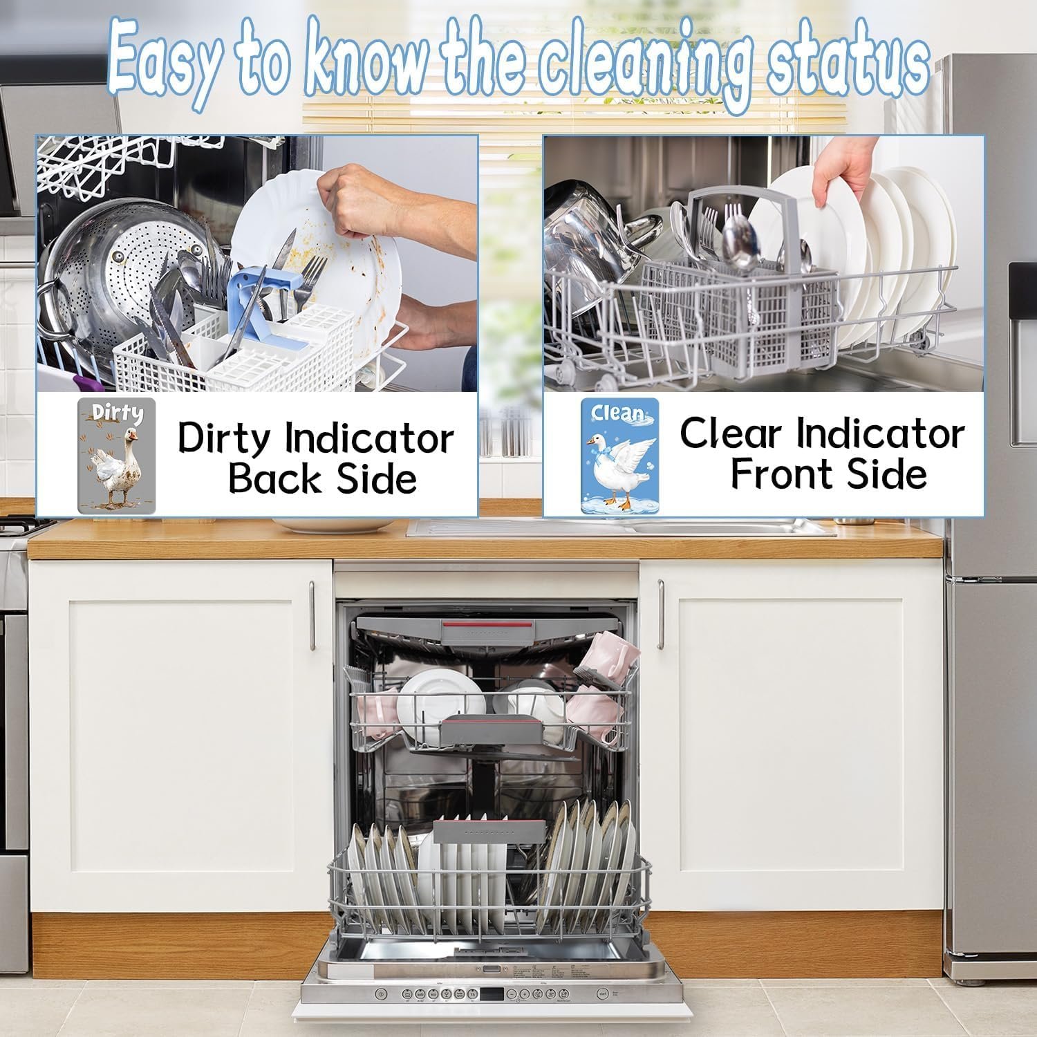 wholesale dishwasher magnet clean dirty sign - cosmisun goose clean dirty magnet for dishwasher double sided reversible dish washer magnetic sign funny goose flip indicator for home kitchen refrigerator decor factory & supplier oem