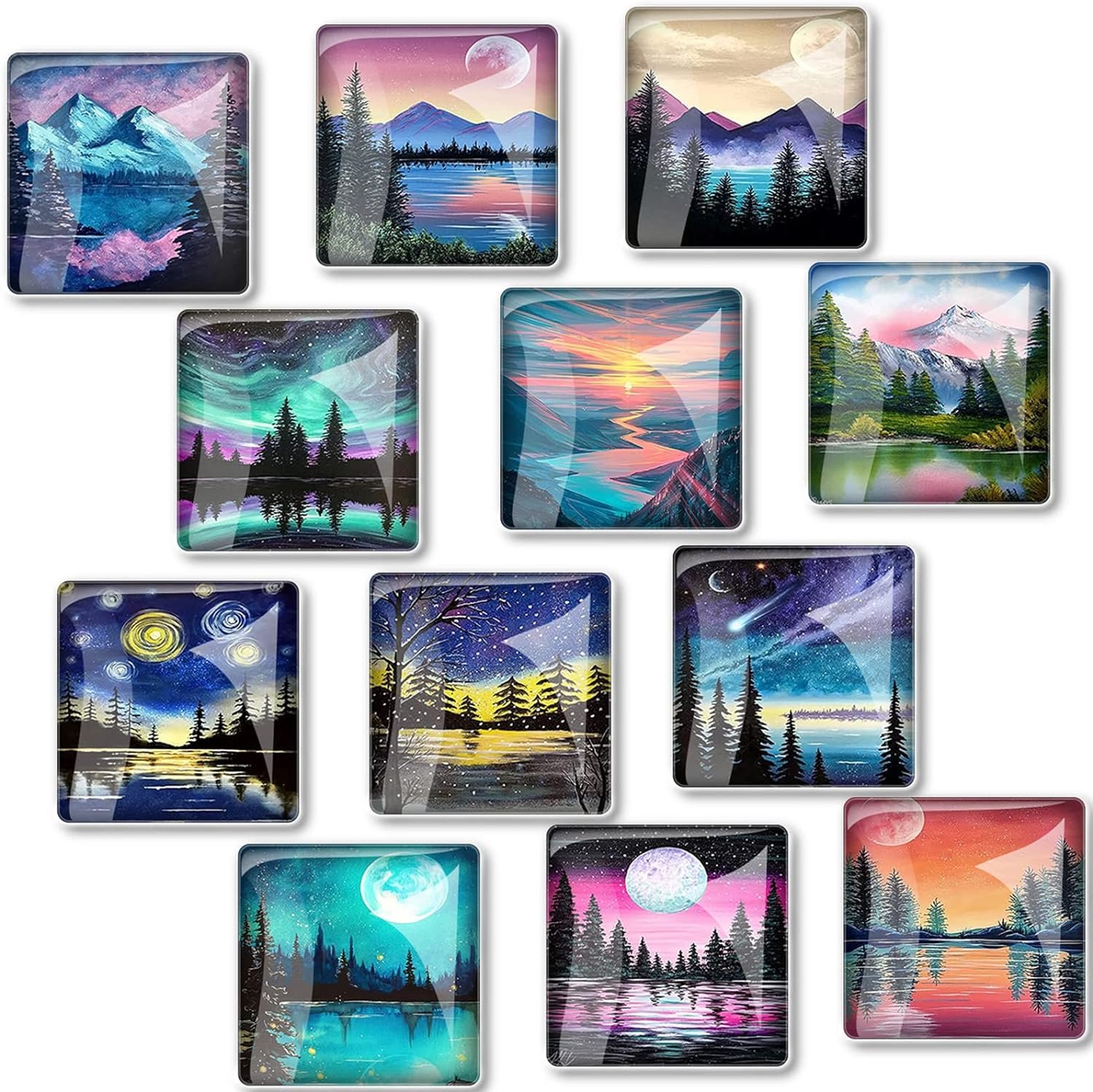 wholesale 12 pcs glass strong refrigerator magnets fridge, colorful square fridge magnets decorative for office whiteboard, cabinet, dishwasher, locker factory & supplier oem