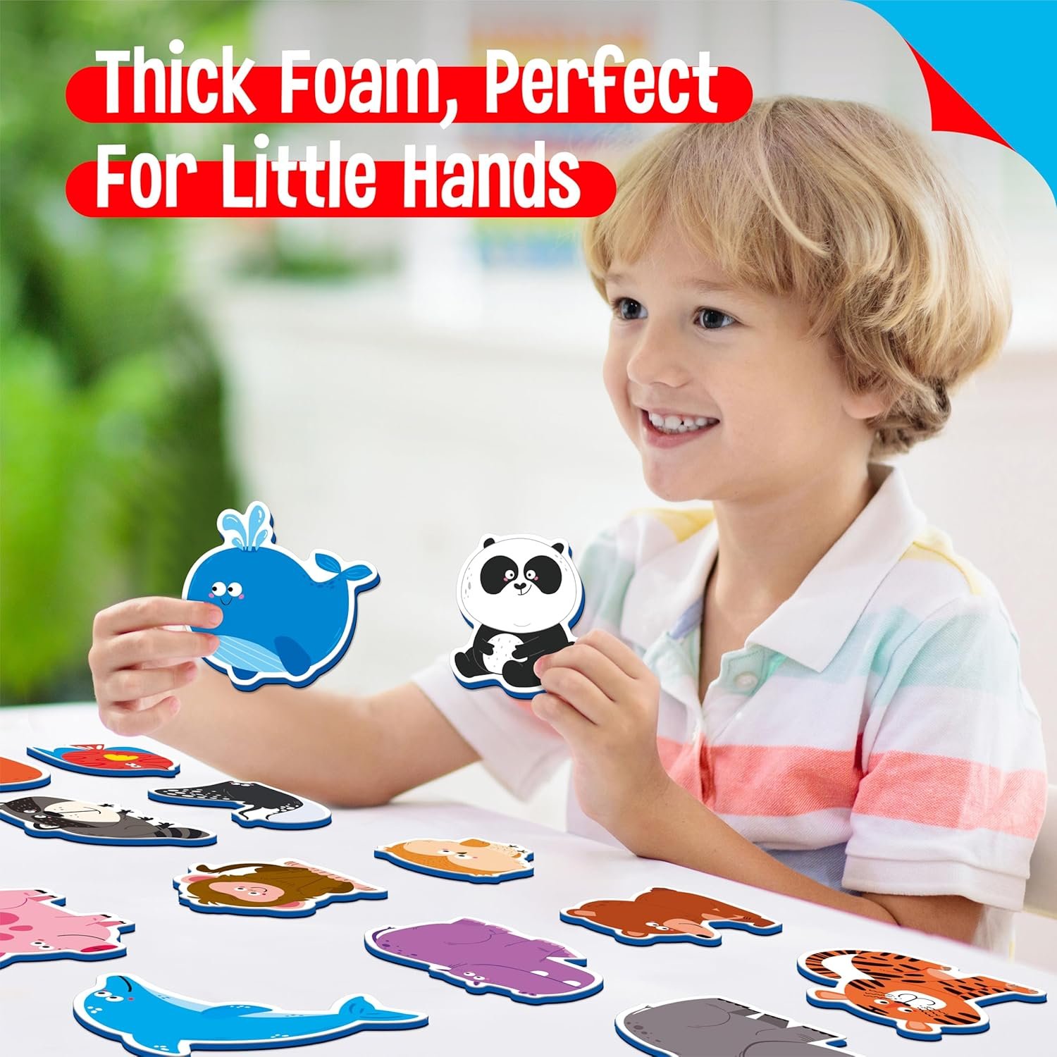 wholesale 35 pcs animal magnets, adorable magnetic animal -wild animal, farm animal & marine animal-thick foam refrigerator magnets cute educational learning toys for kids 3+ factory & supplier oem