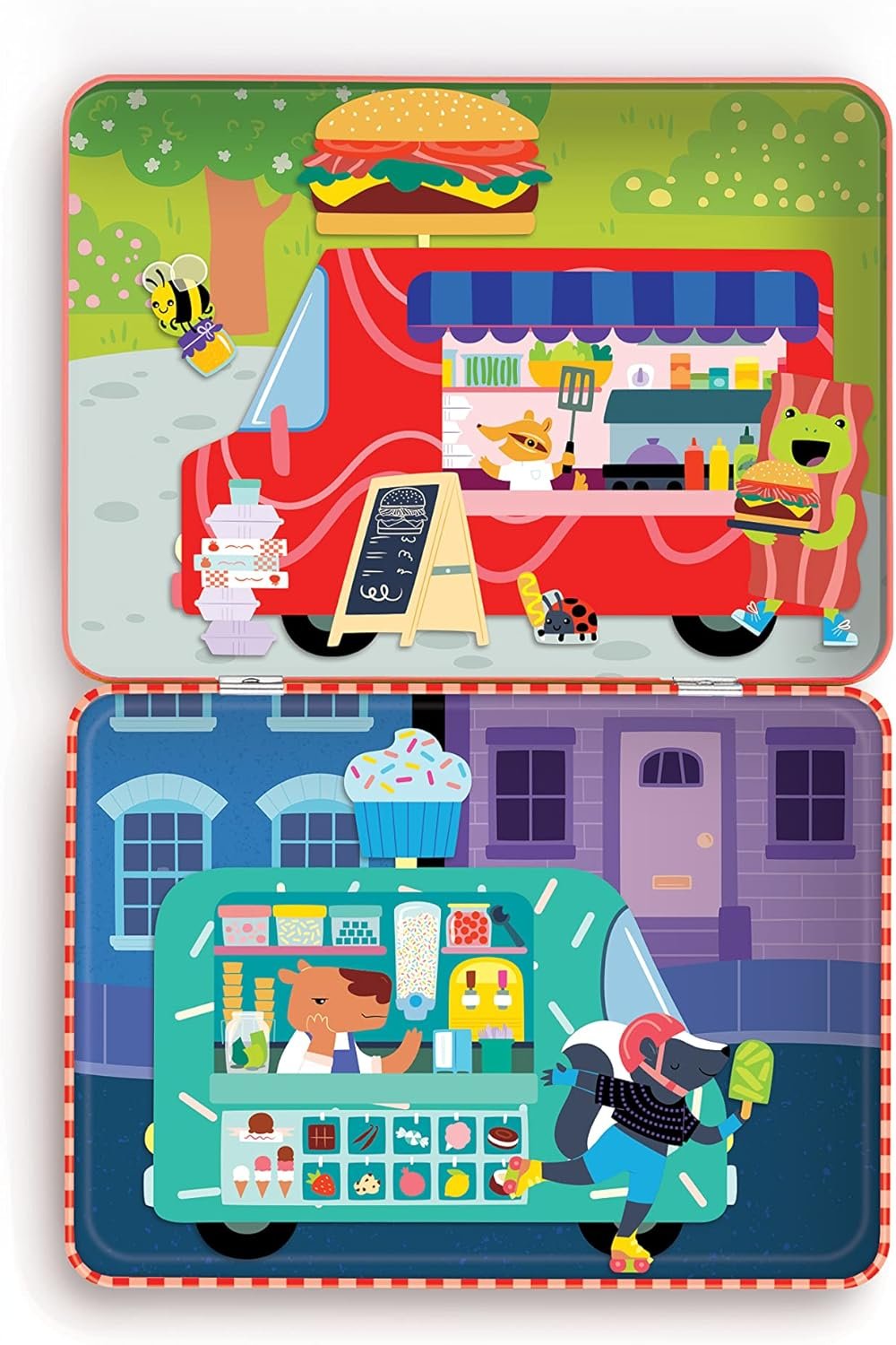 wholesale mudpuppy food truck festival – magnetic play set travel friendly game with illustrated food truck background scenes including furry characters and over 40 mix and match magnets for ages 4 and up factory & supplier oem