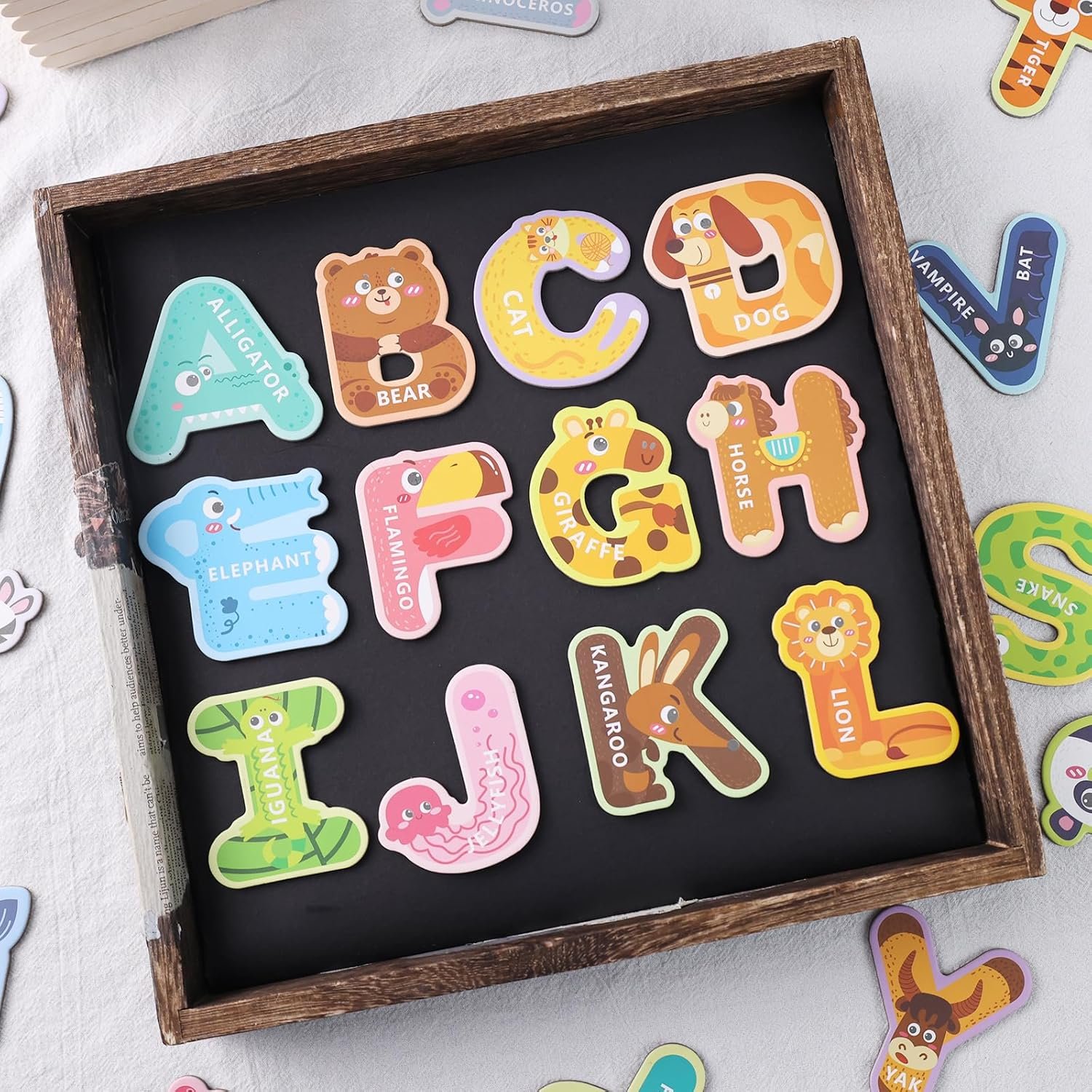 wholesale lovestown alphabet magnets,41 pcs magnetic alphabet letters and numbers set, animal fridge learning toys for kids factory & supplier oem