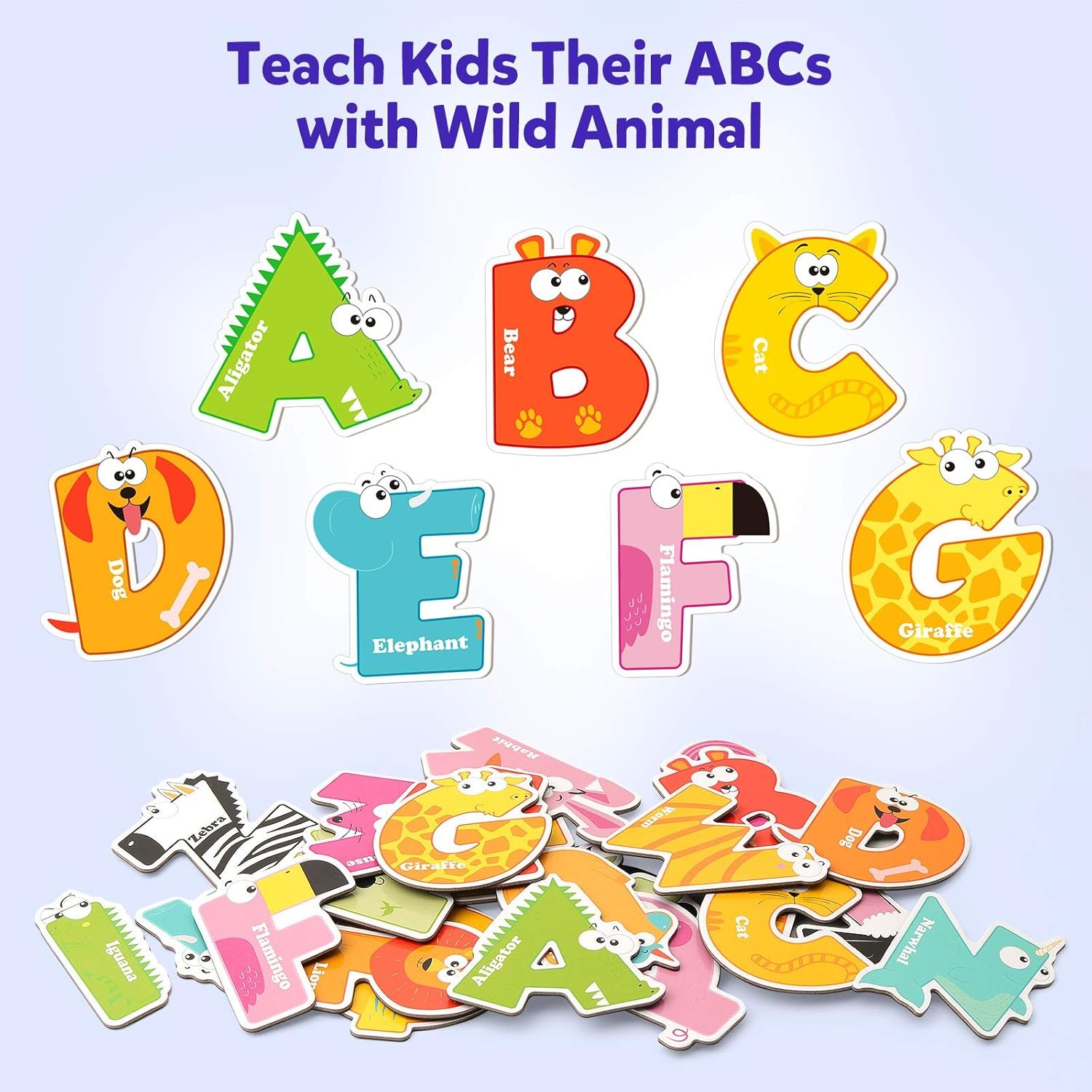 wholesale coogam magnetic letters 26pcs jumbo abc alphabet colorful animal shape large uppercase fridge magnets educational toy set learning spelling games for kids 3 4 5 years old factory & supplier oem