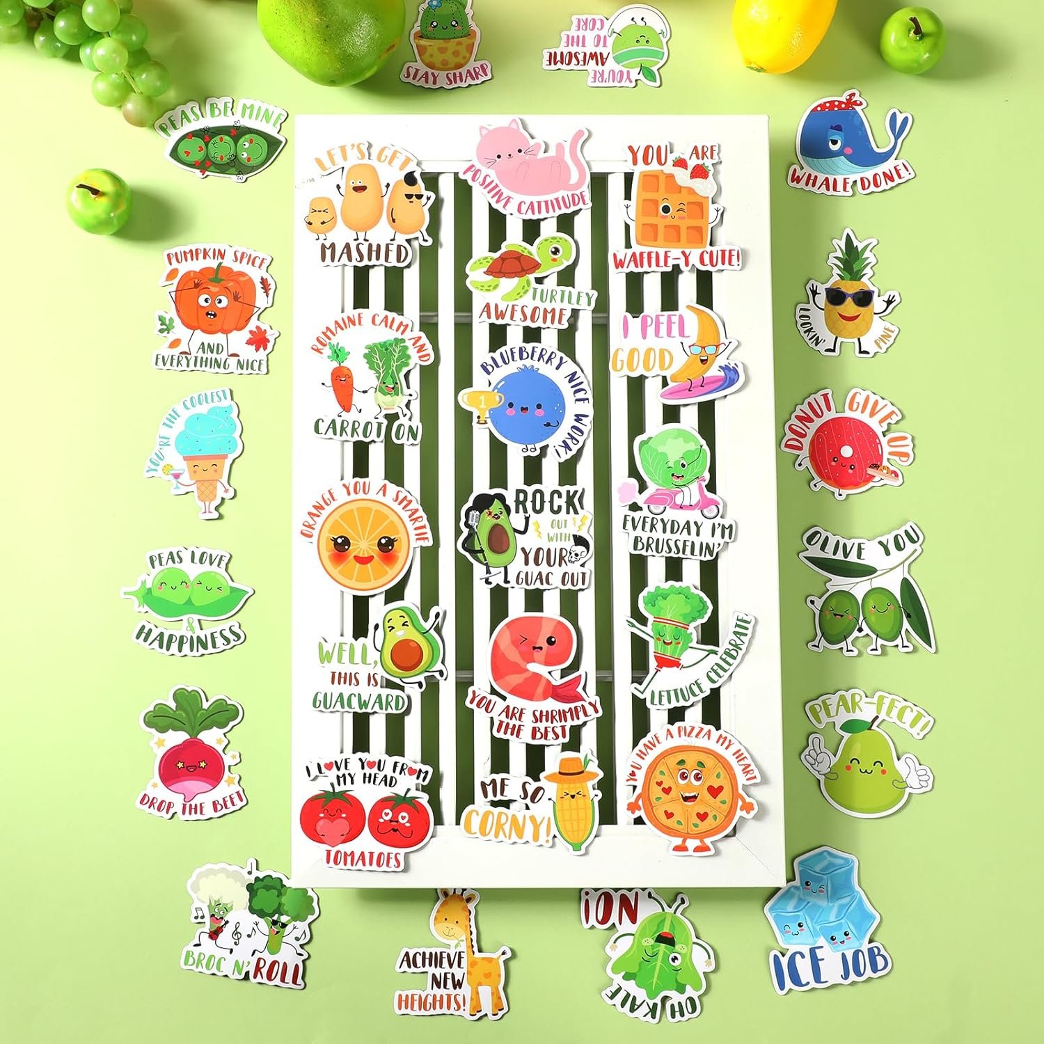 wholesale kanayu 32 pcs funny magnets for fridge puns gifts cute food magnets for refrigerator home office kitchen car decoration(veggie and fruit) factory & supplier oem