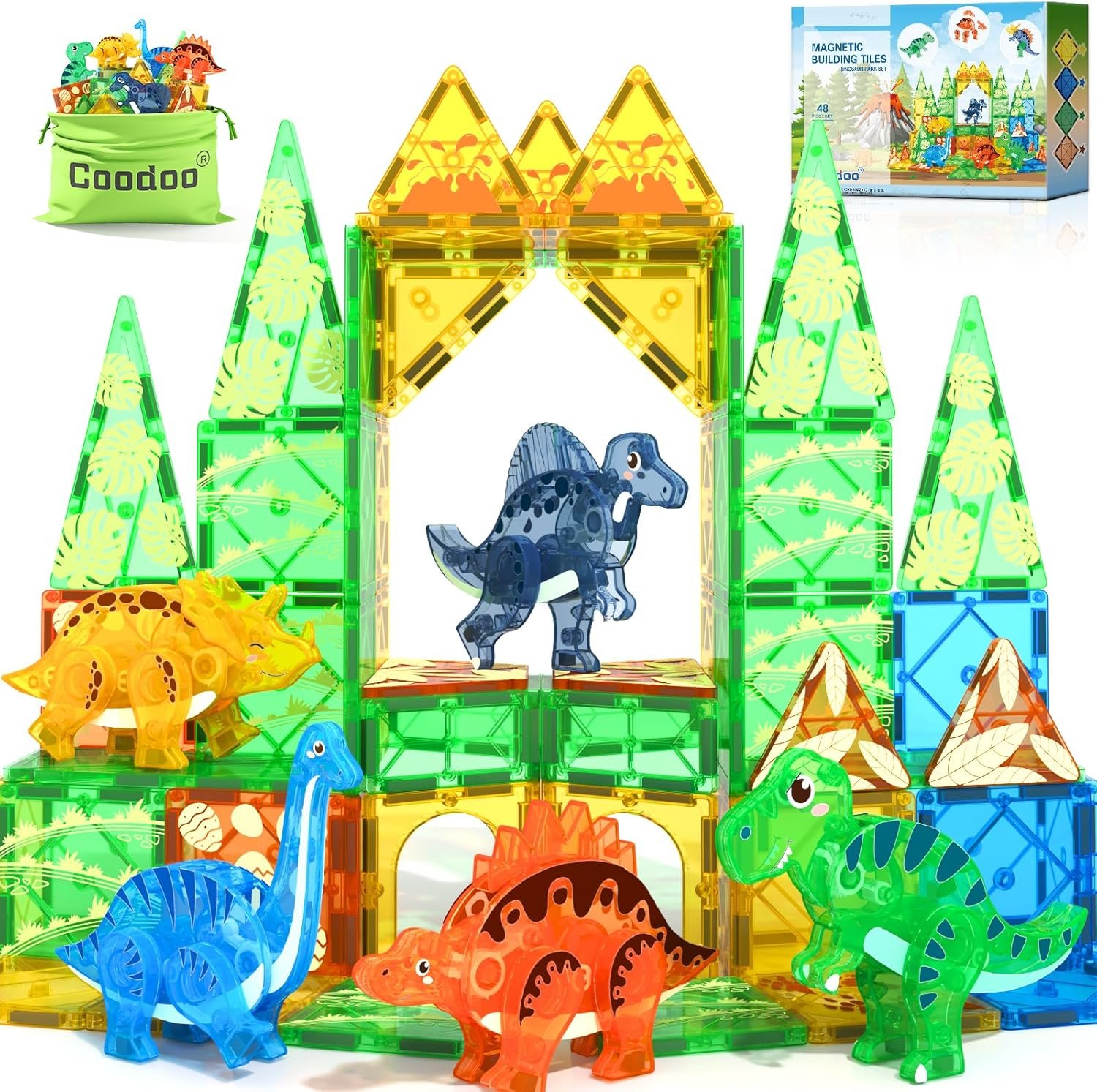wholesale dinosaur toys magnetic tiles 3d movable dinos for kids 3-5 5-7 toddler outdoor sensory toys, stem educational magnetic blocks for 3+ years old boys girls kids toy factory & supplier oem