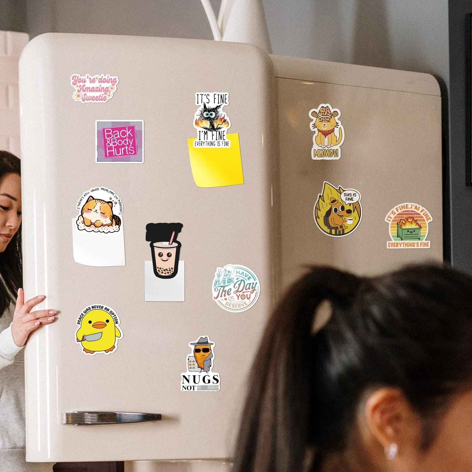 wholesale 13pcs funny meme magnets for fridge - funny fridge magnet adults refrigerator fun cute meme this is fine dog duck dumpster fire anime magnetics for the office home kitchen car decoration factory & supplier oem