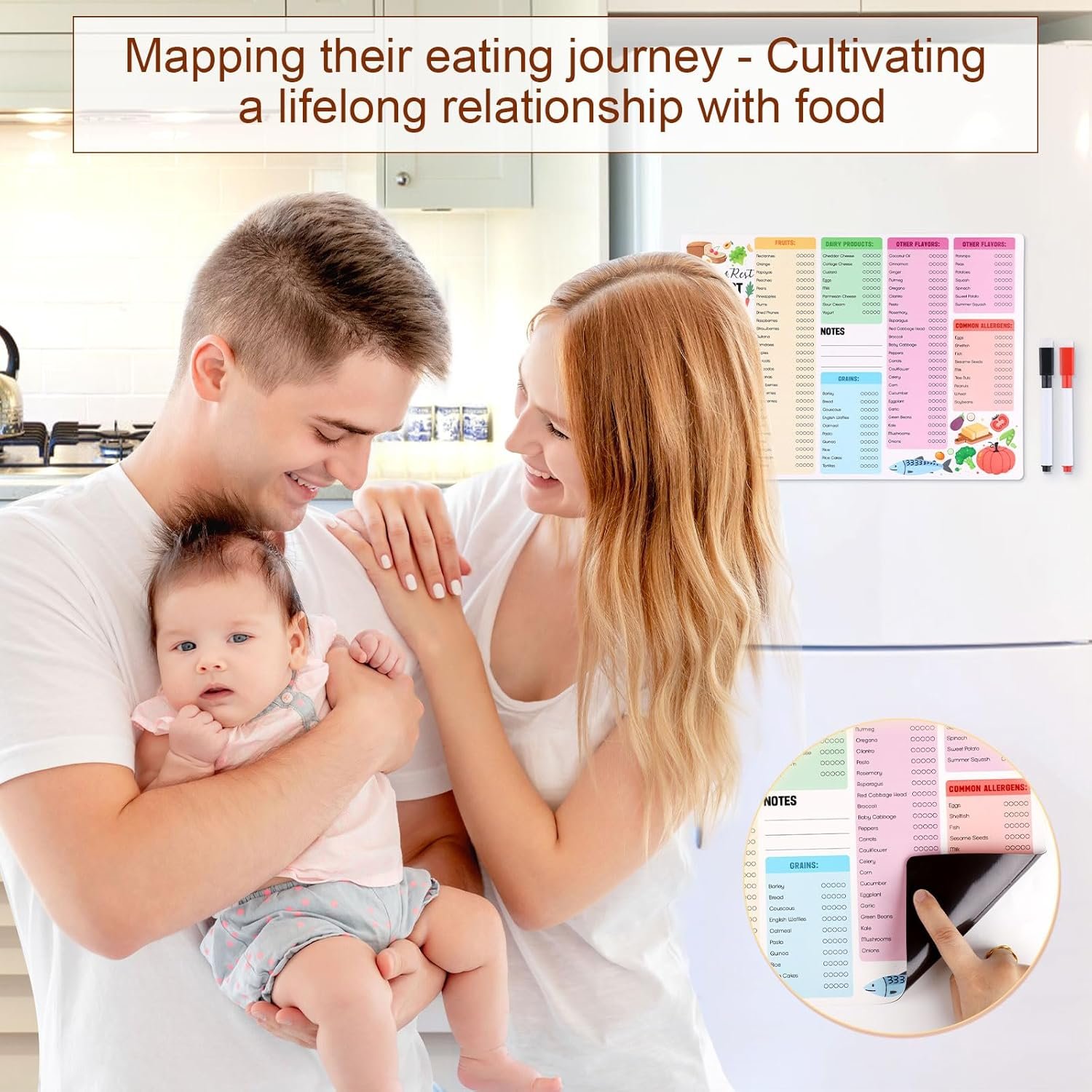 wholesale 13.78x9.84in magnet food list for fridge, baby first foods tracker essential baby food checklist chart with magnetic pen 101 before one baby feeding chart poster for toddler daily log factory & supplier oem
