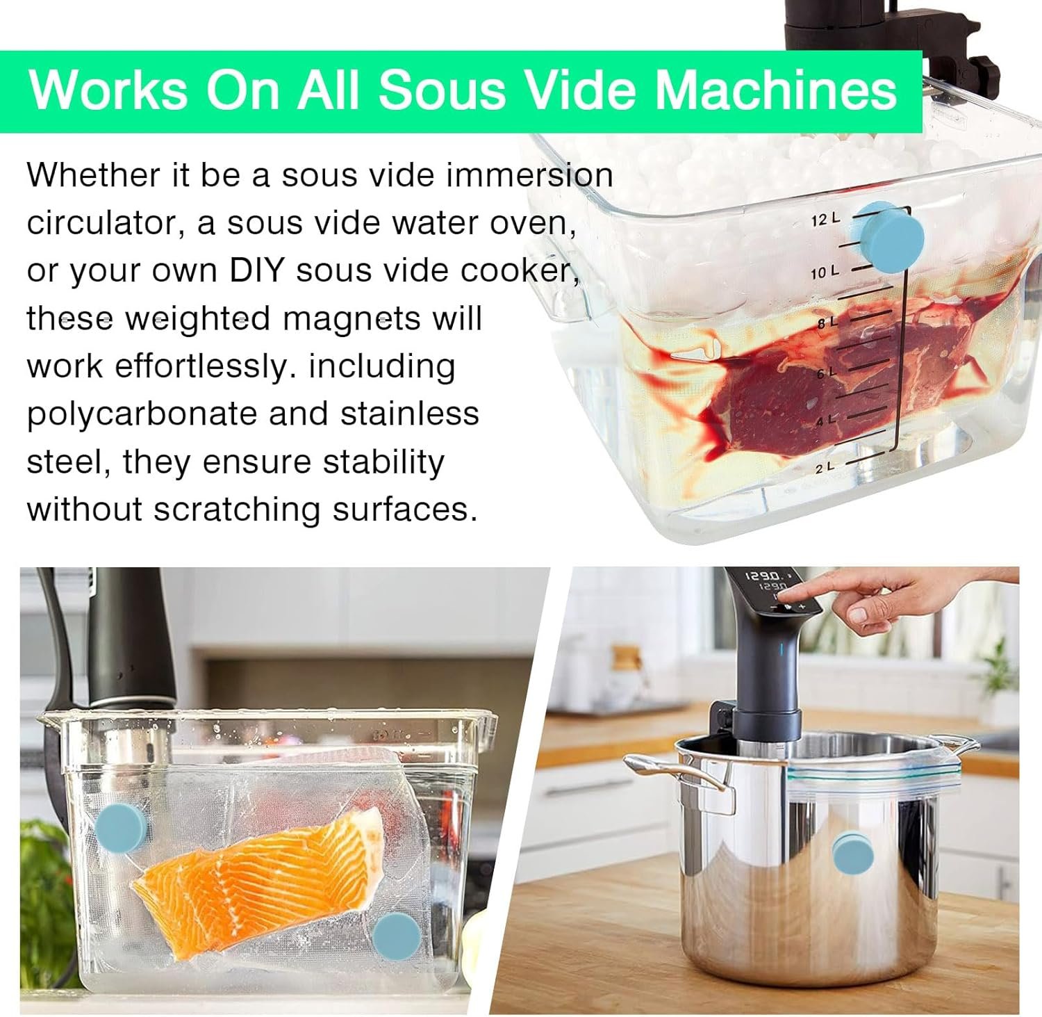 wholesale momoda sous vide magnet clips - ensure perfectly cooked meals with these food grade silicone-coated sous vide magnets! keep bags submerged & prevent floating - pack of 12 factory & supplier oem