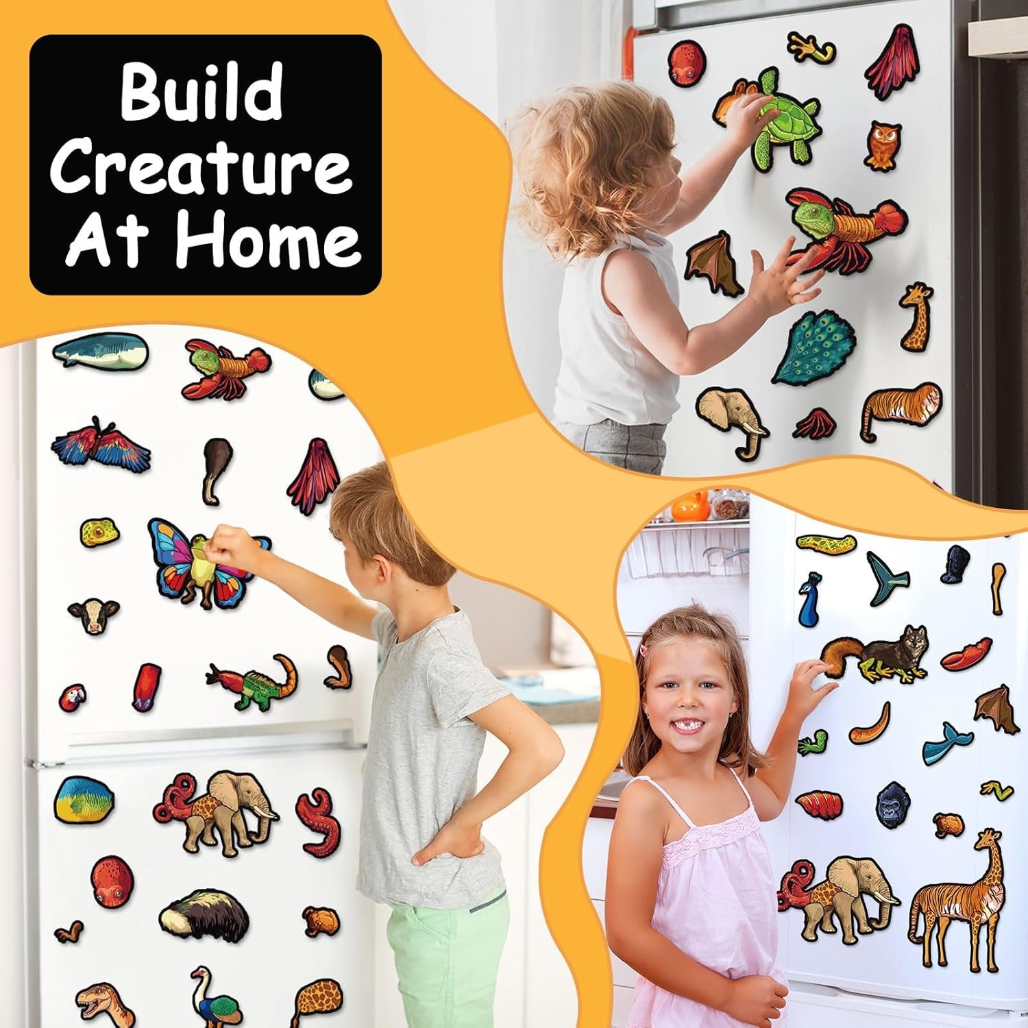 wholesale 134pcs cryptid construction kit funny animals fridge magnets for kid creature creation magnetic toys for toddlers educational monster refrigerator magnets for whiteboard baby children gift learning factory & supplier oem