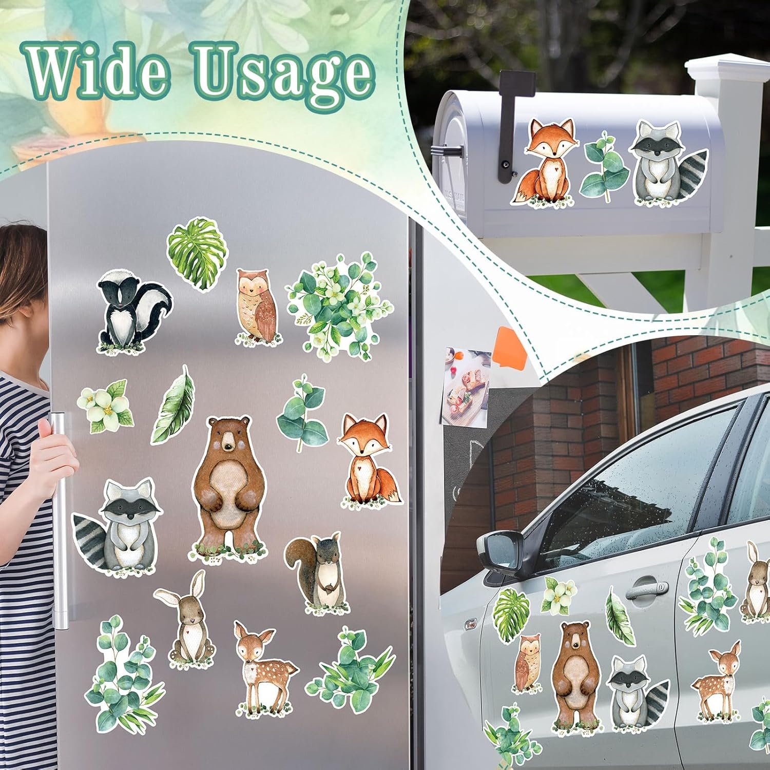 wholesale whaline 15pcs woodland animals refrigerator magnets watercolor forest animal greenery fridge magnet decals nature theme garage magnet for baby shower birthday party spring supplies factory & supplier oem