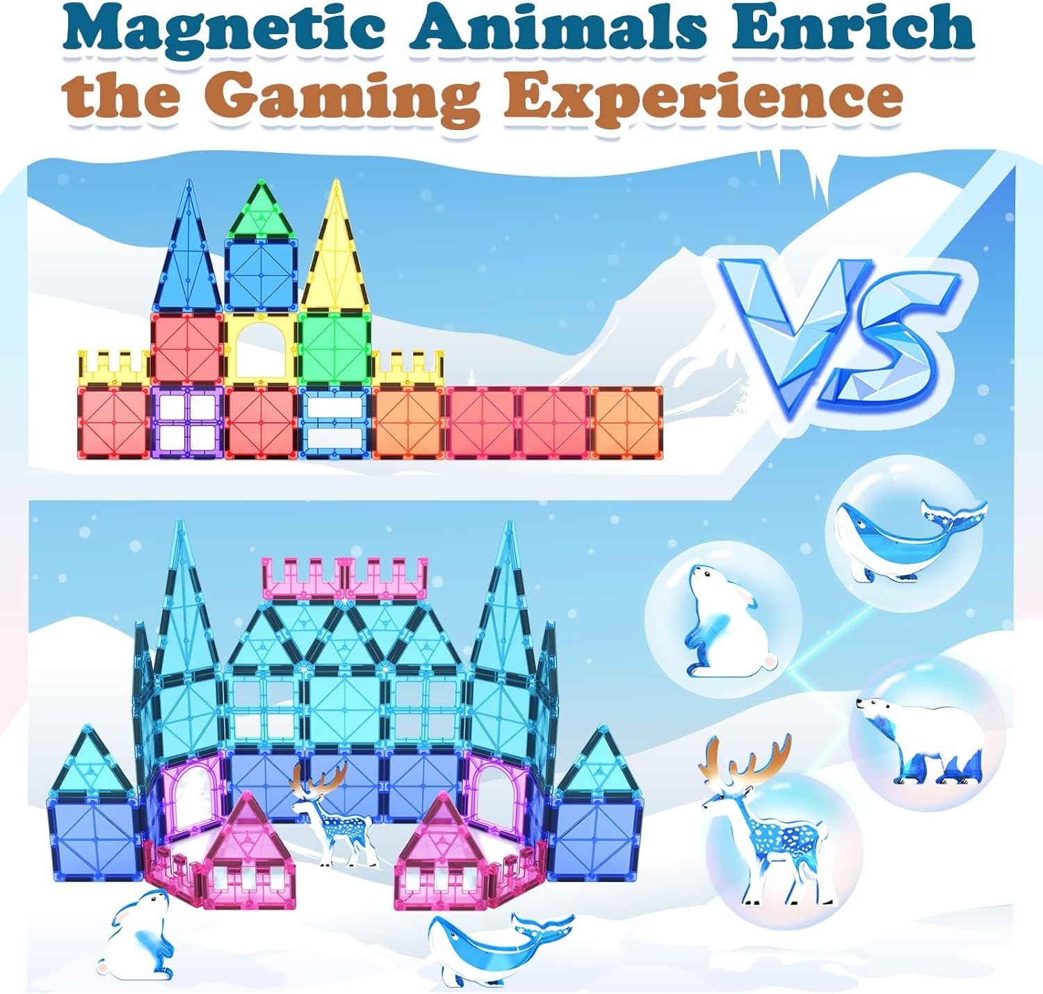 wholesale magnetic tiles arctic animal magnet tiles toddler toys for girls ages 3-5 4-7 6-8 pretend play magnetic building blocks kids toys gifts for 3+ year old stem learning and fun factory & supplier oem