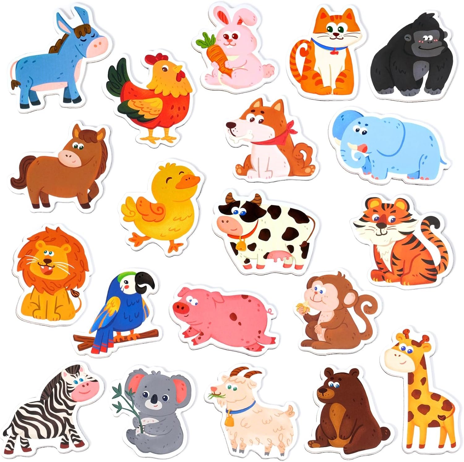 wholesale joycat wooden fridge magnets for toddlers, 20 cute animals refrigerator magnets for kids, full back magnetic toys, fun educational baby learning gifts for 2 3 4 5 years old factory & supplier oem